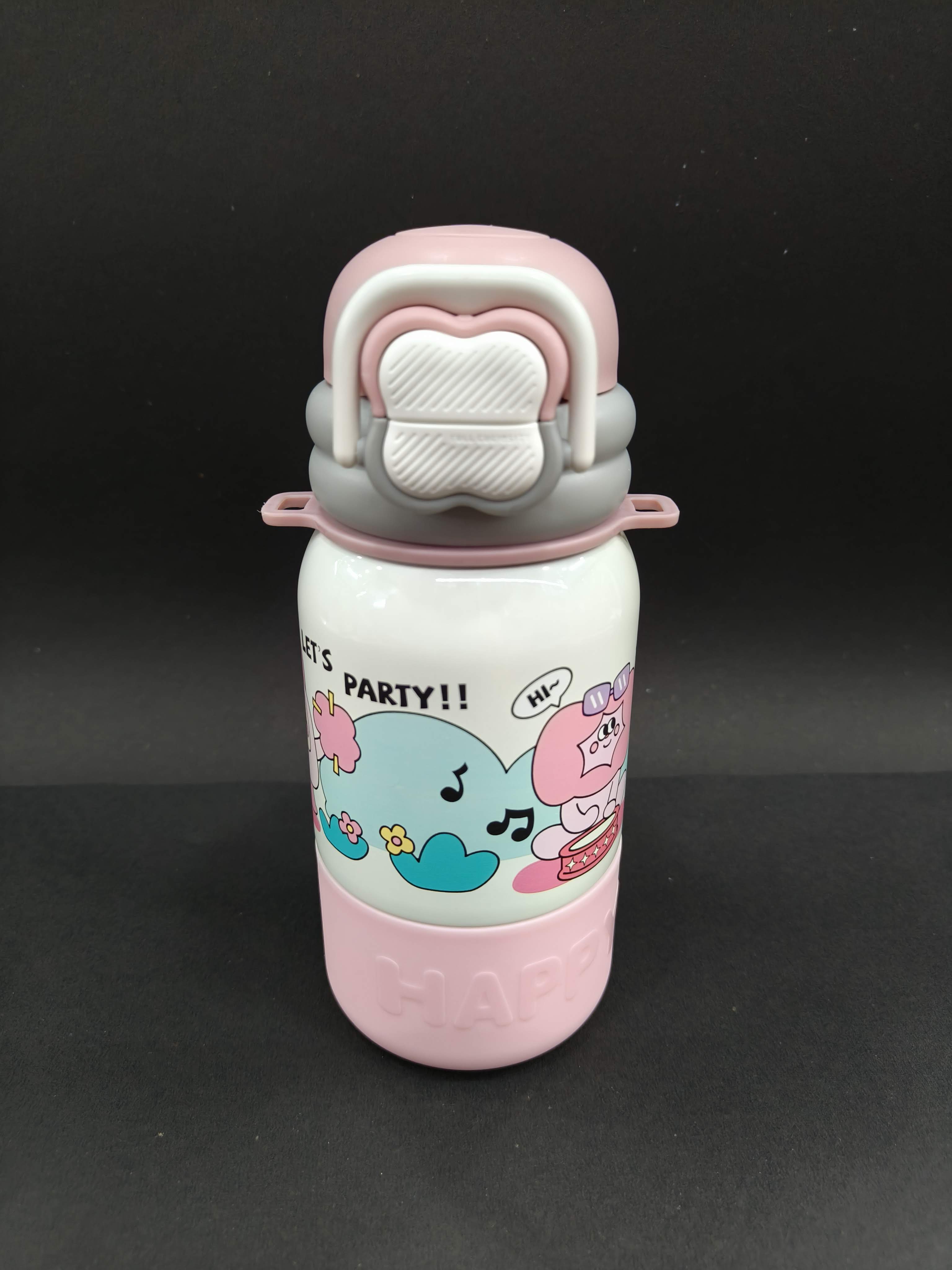 Happy Cartoon Stainless Steel kids Water Bottle | 500ml | Assorted Design - KtoY