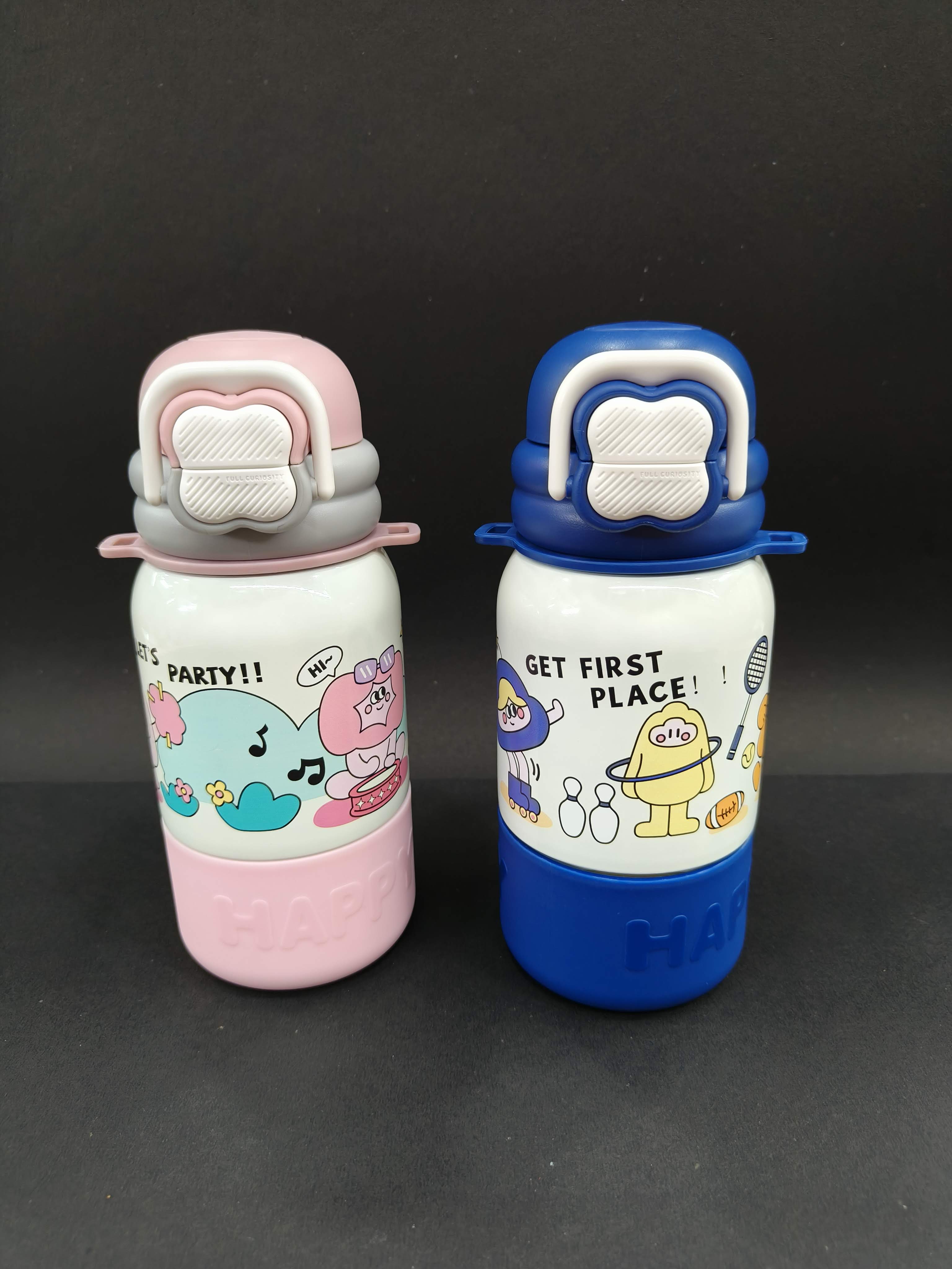 Happy Cartoon Stainless Steel kids Water Bottle | 500ml | Assorted Design - KtoY