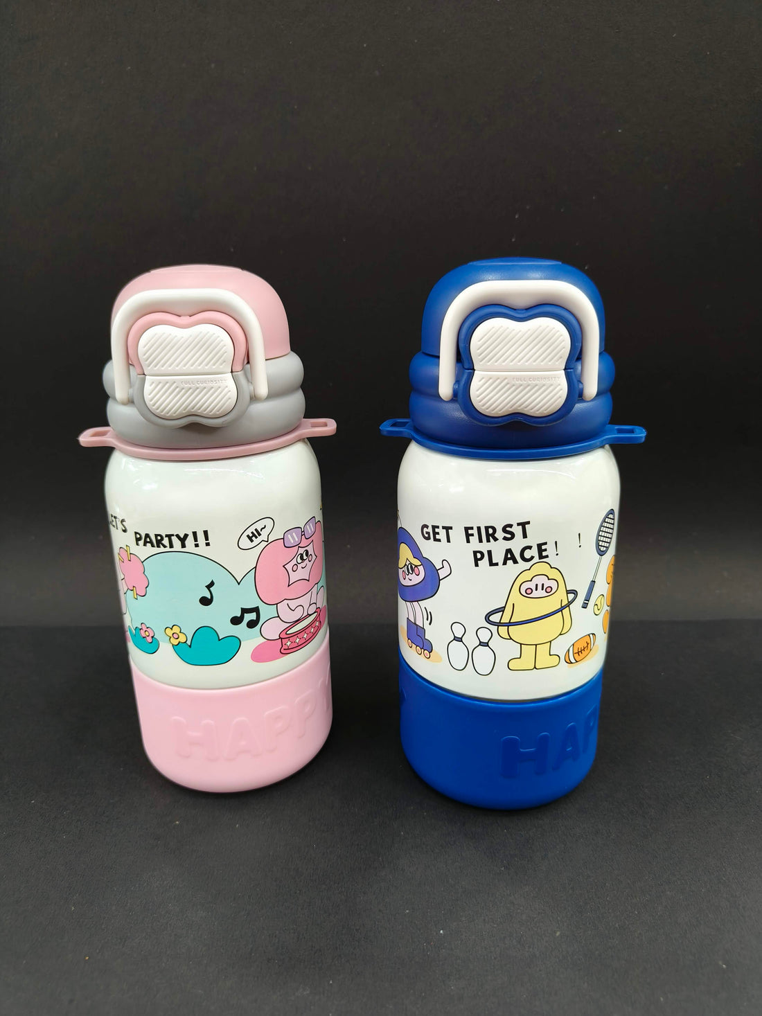 Happy Cartoon Stainless Steel kids Water Bottle | 500ml | Assorted Design - KtoY