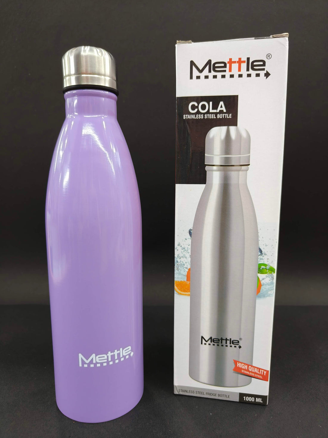 Mettle Stainless Steel Water Bottle | Leak Proof Office Bottle | Gym Home Kitchen Hiking | Cola 1000ml - KtoY