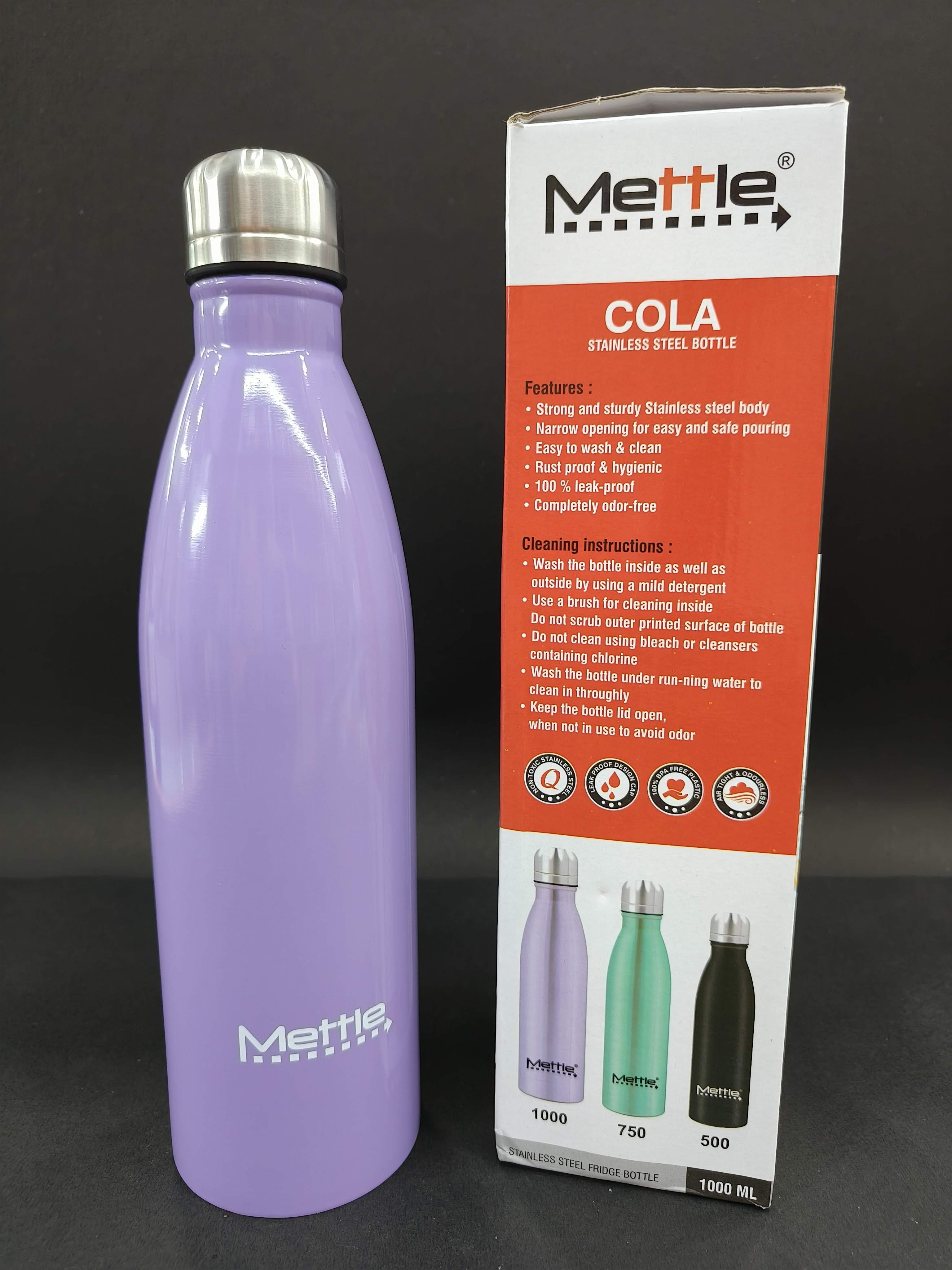 Mettle Stainless Steel Water Bottle | Leak Proof Office Bottle | Gym Home Kitchen Hiking | Cola 1000ml - KtoY