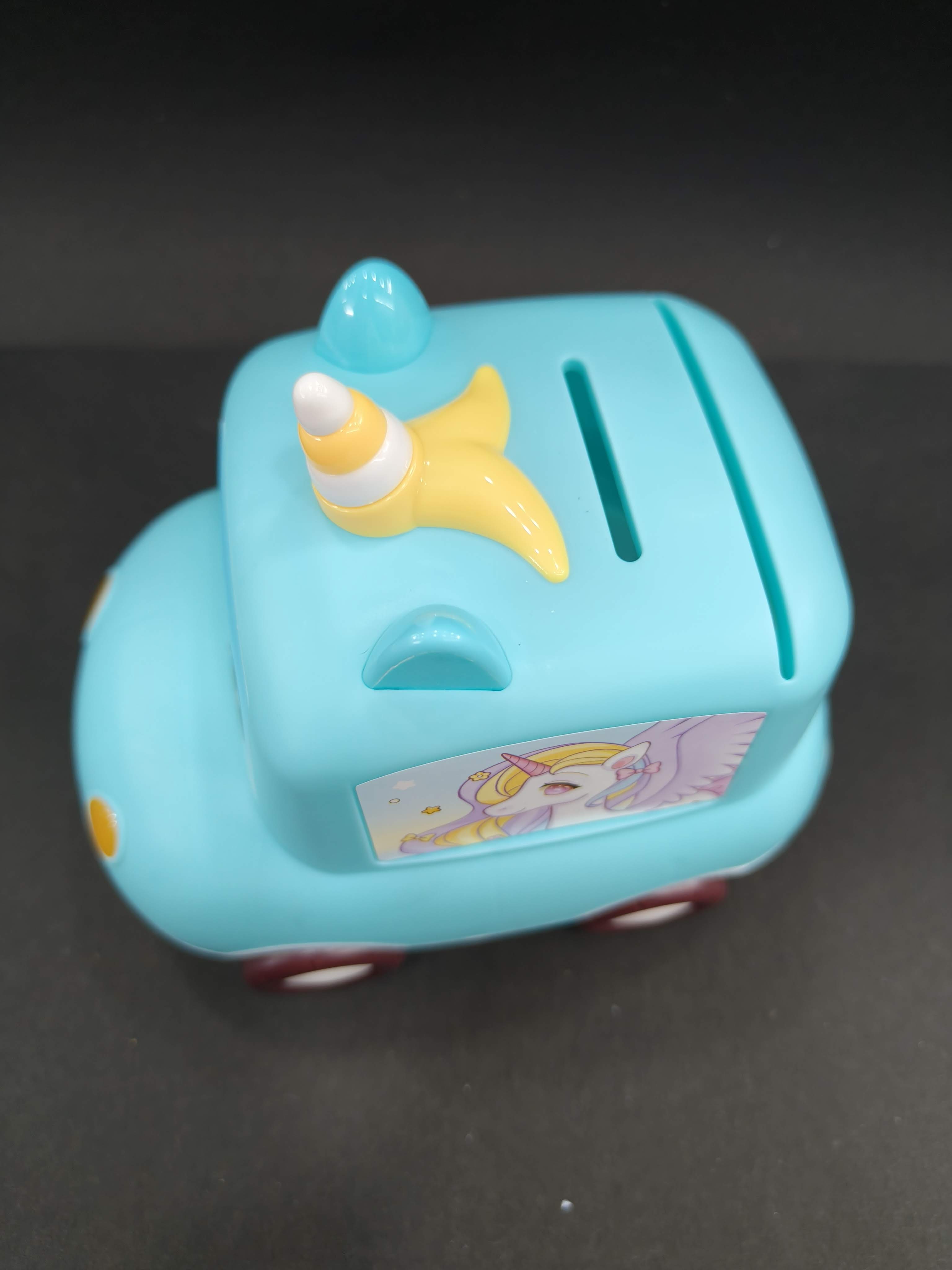 Personalised Car-Shaped Piggy Bank for Kids with Cartoon Design | Money Box | Piggy Bank | Birthday Return Gift - KtoY