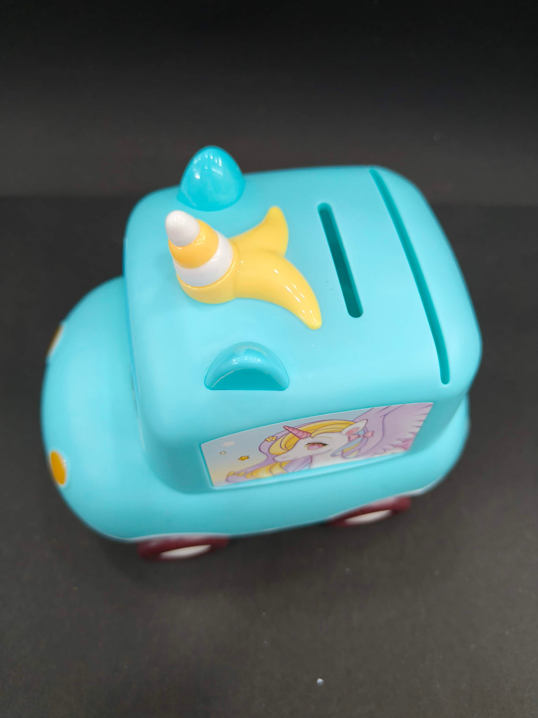 Personalised Car-Shaped Piggy Bank for Kids with Cartoon Design | Money Box | Piggy Bank | Birthday Return Gift - KtoY
