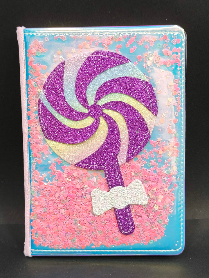 Cute Pink Glitter Lollipop Diary for Girls - Cool Composition Diary Notebook | Fun Teen Journal for Girls