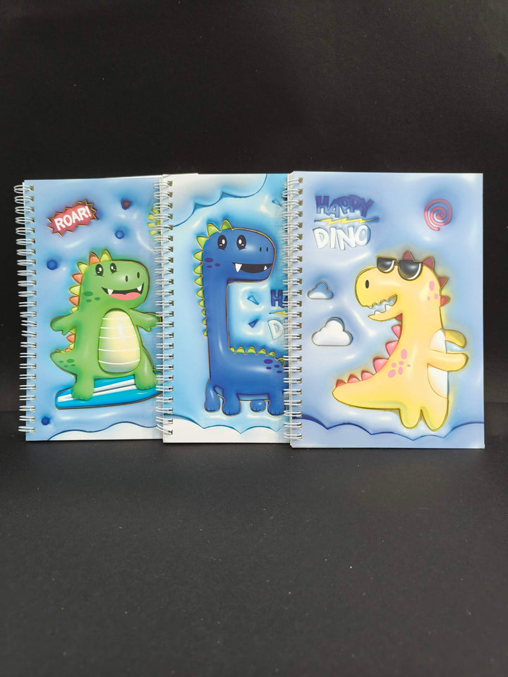 Notebook Diary | Writing Supplies | Stylish Spiral Book For Kids/Children/Student | Study Material | 3D Printed Cover Diary (Pack of 3) Assorted Design