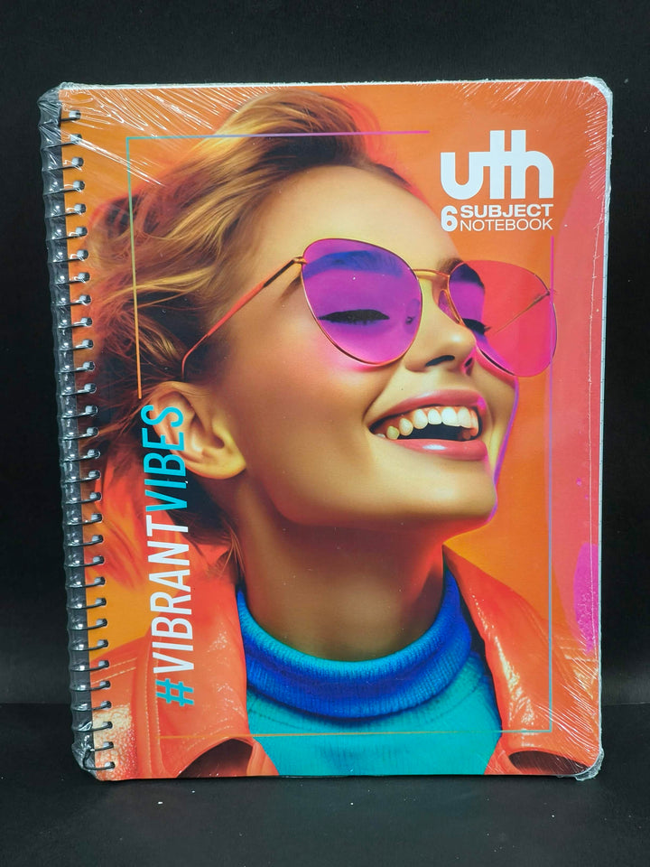 Anupam UTH Kraft 6 Subject Notebook 20 cm x27 cm | 70 GSM | 150 Sheets | 300 Pages | College Ruled Spiral Multi Subject Notebook with 6 Colored Dividers for School Supplies, Home & Office (Assorted Design)