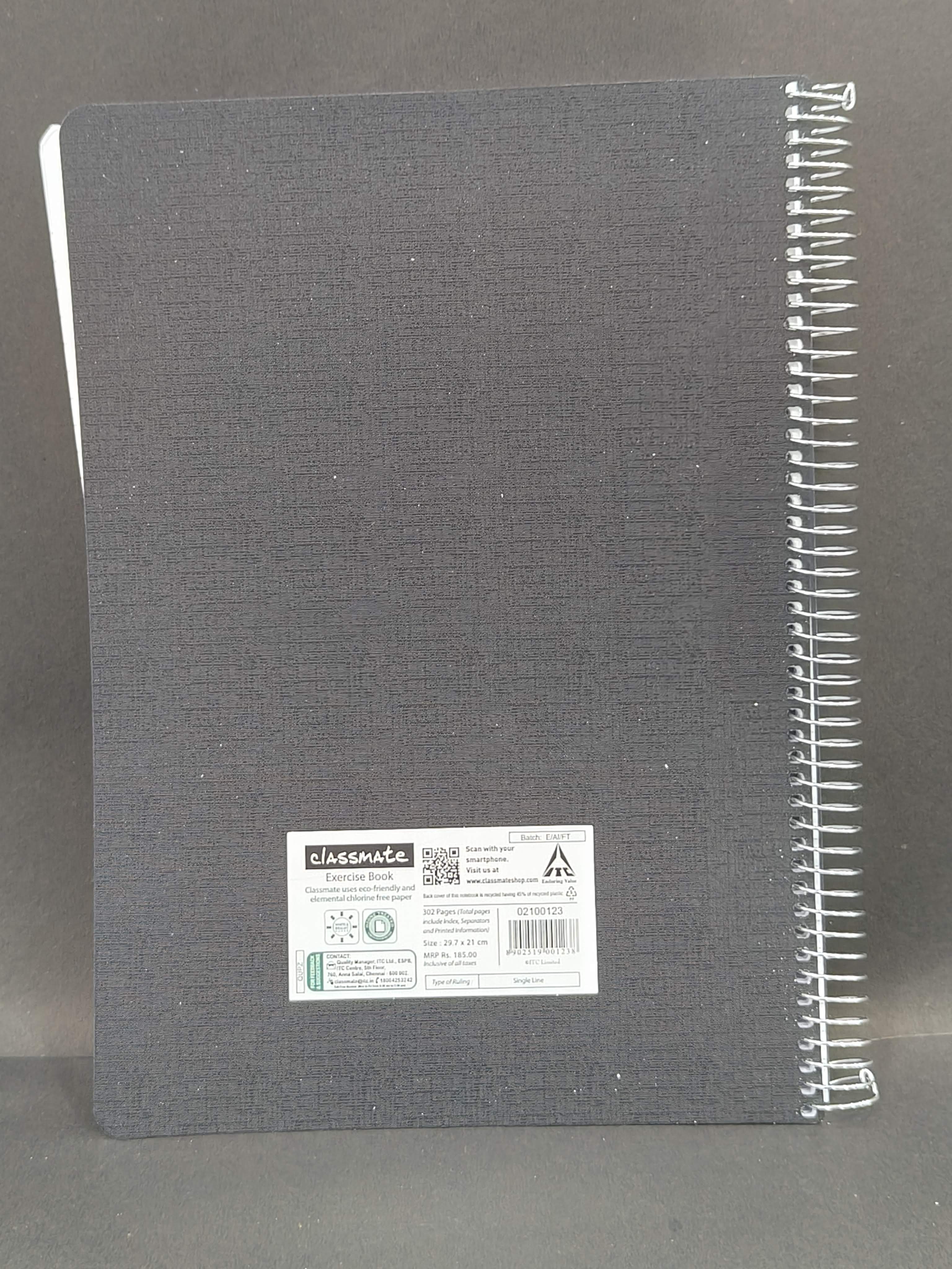 Classmate Pulse 6 Subject Spiral Notebook - 302 Pages | Single Line | Spiral Bound Notebook | Soft Cover | Pack of 3 - KtoY