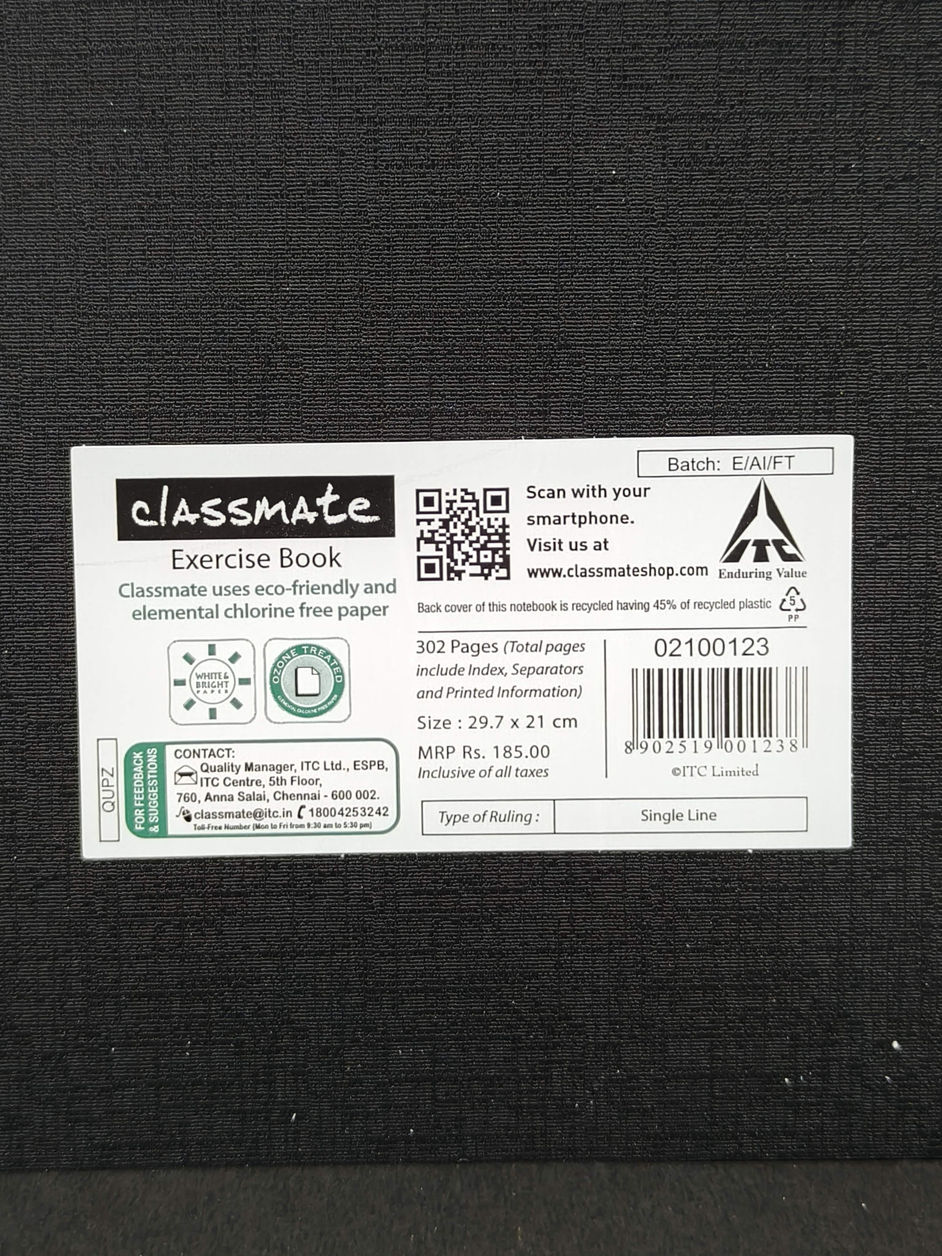 Classmate Pulse 6 Subject Spiral Notebook - 302 Pages | Single Line | Spiral Bound Notebook | Soft Cover | Pack of 3 - KtoY