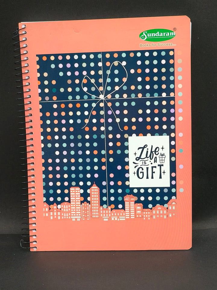 Sundaram | Six Subject A4 Spiral Book | Spiral Bound | 400 Pages | 21 x 29.7 cm | Ruled | Pack of 1 | Assorted Designs & Colors