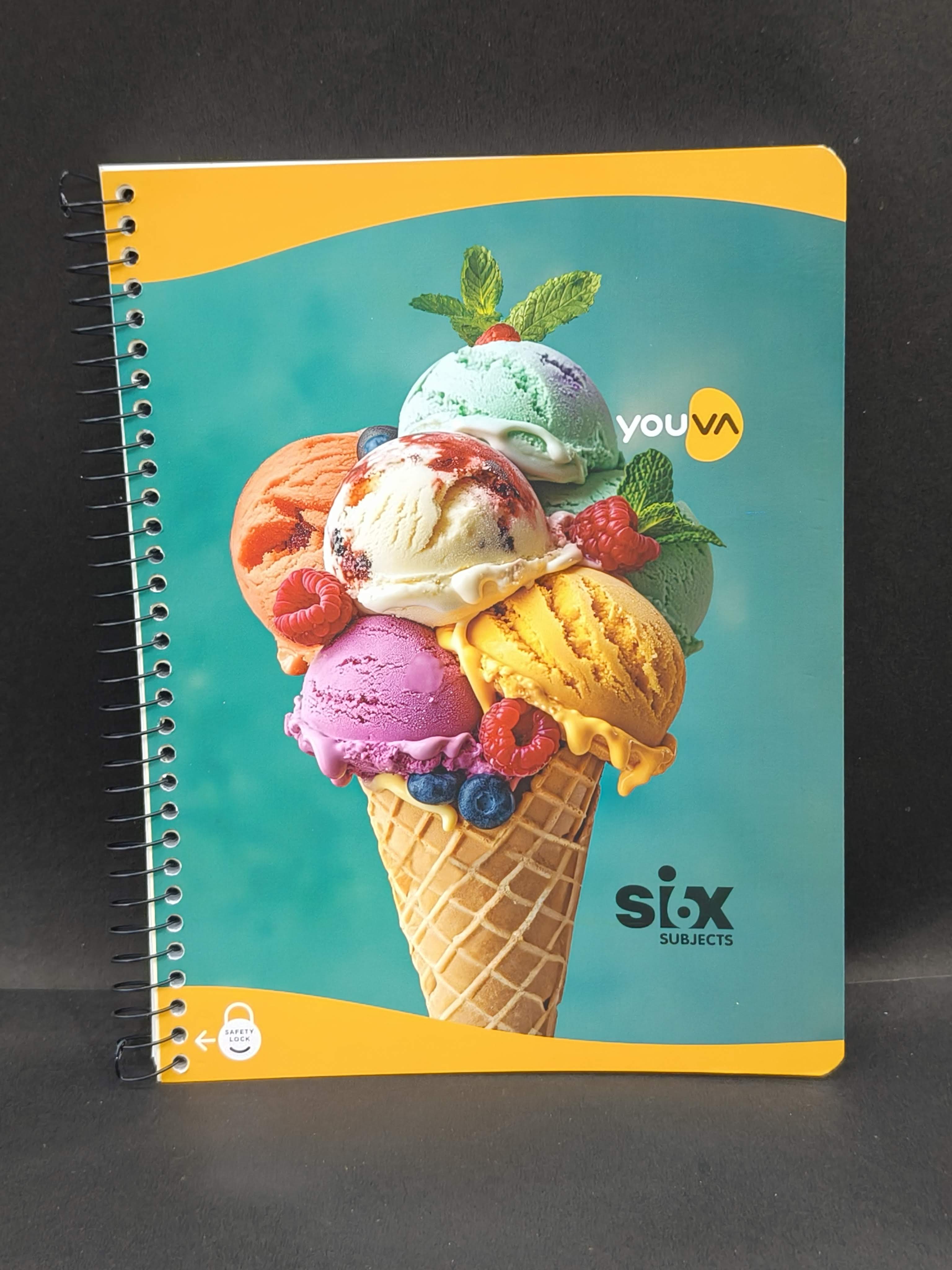 Navneet Youva | Six Subject Spiral Book | Spiral Bound | 300 Pages | 20.3 x 26.7 cm | Ruled | Pack of 1 | Assorted Designs & Colors - KtoY