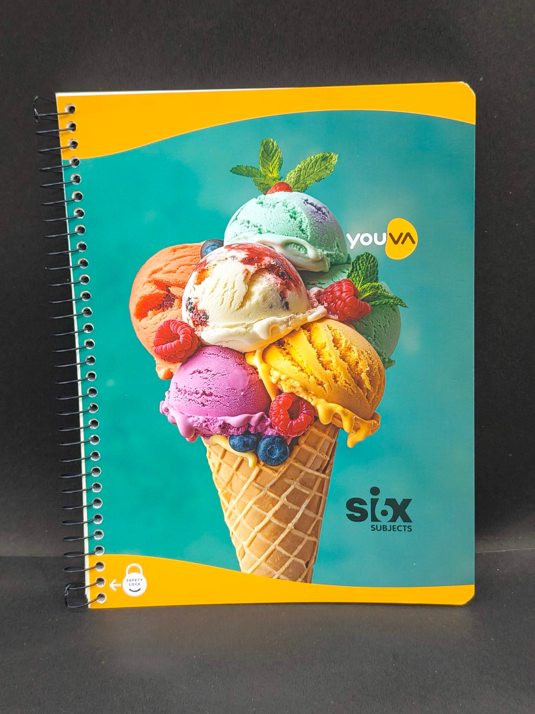 Navneet Youva | Six Subject Spiral Book | Spiral Bound | 300 Pages | 20.3 x 26.7 cm | Ruled | Pack of 1 | Assorted Designs & Colors - KtoY