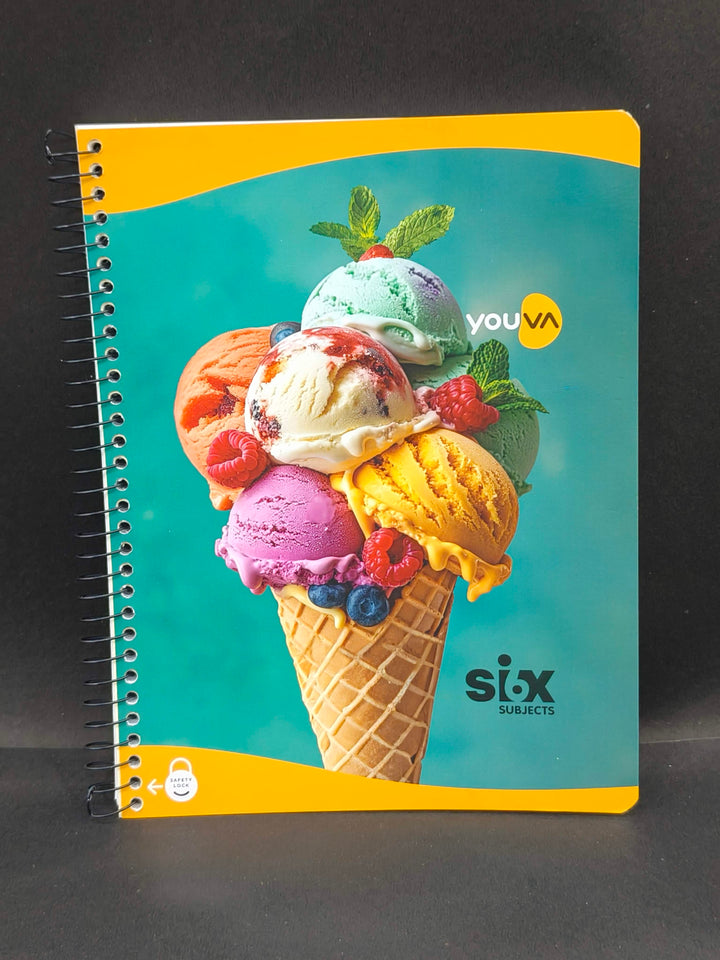 Navneet Youva | Six Subject Spiral Book | Spiral Bound | 300 Pages | 20.3 x 26.7 cm | Ruled | Pack of 1 | Assorted Designs & Colors