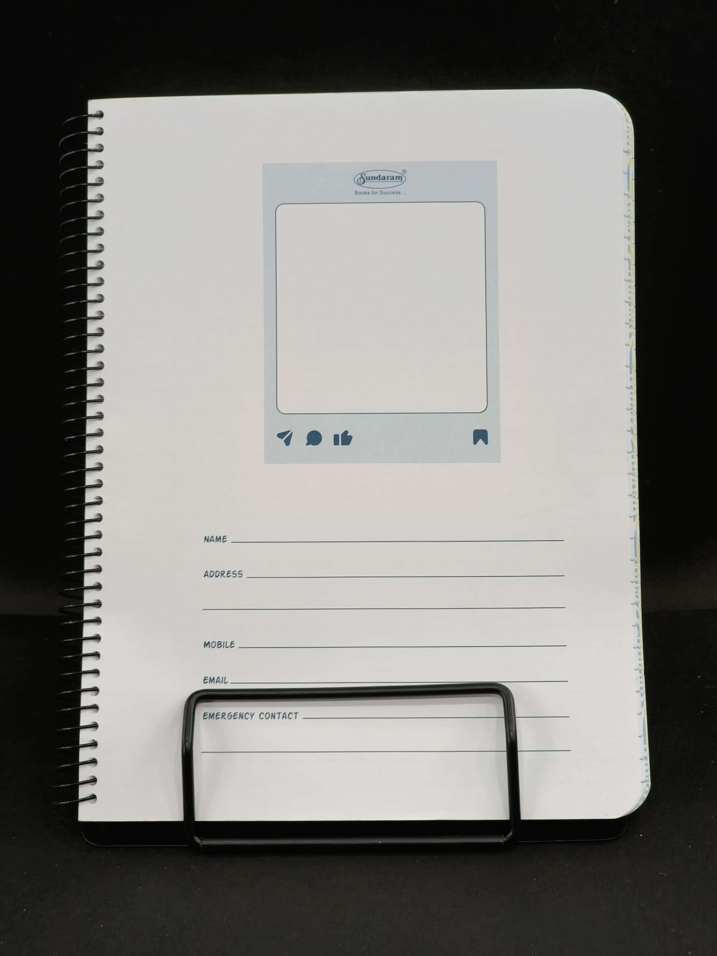 Sundaram | Six Subject Spiral Book | Spiral Bound | 300 Pages | 20.3 x 26.7 cm | Ruled | Pack of 1 | Assorted Designs & Colors - KtoY
