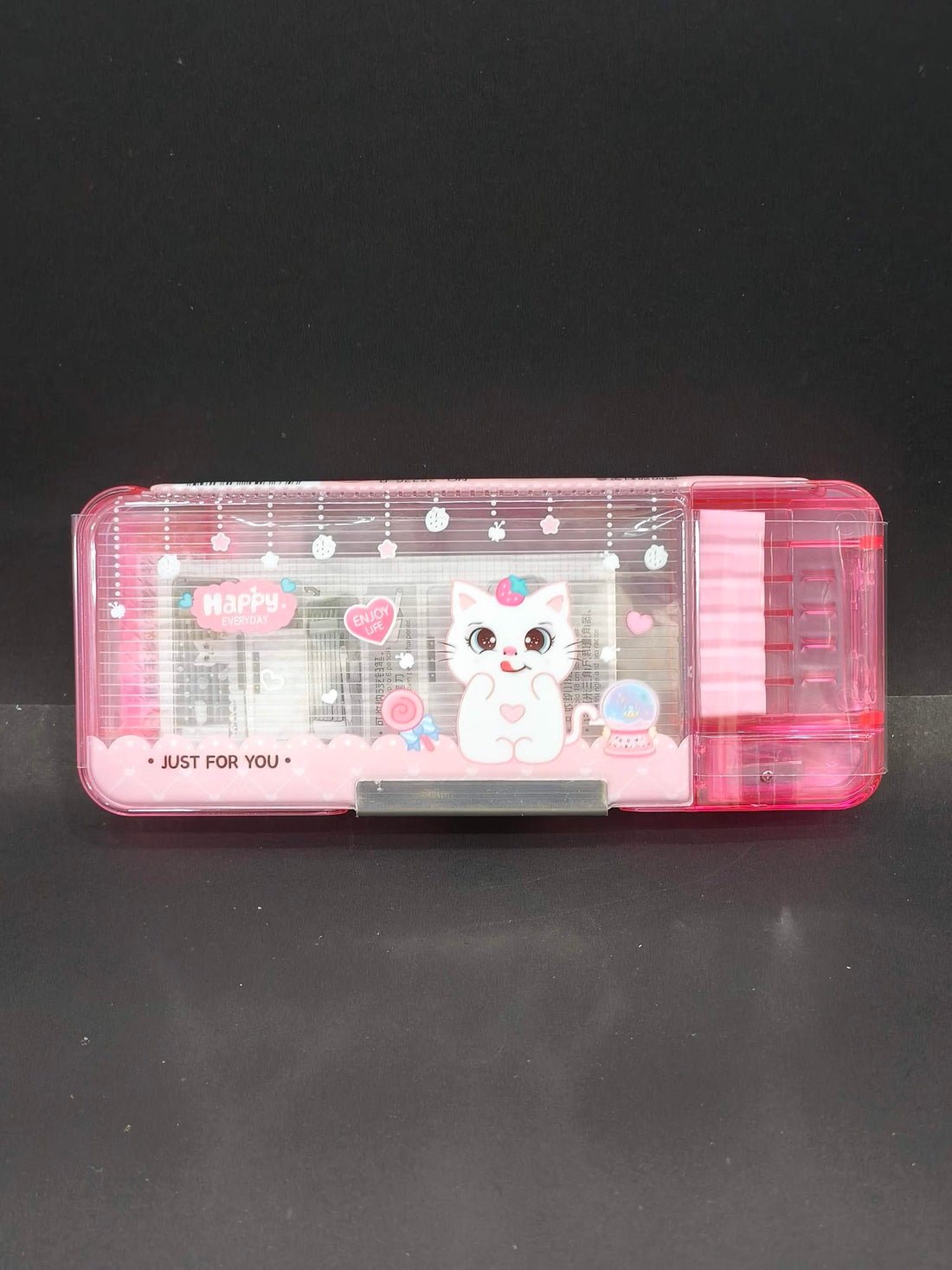 Transparent Multifunction Pencil Case for Kids | Cute Cartoon Stationery Organizer with Sharpener & Schedule – Pen Box for Kids Girls & Boys | Birthday Return Gift & School Supplies