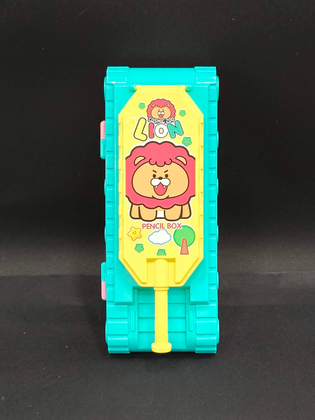 Tank Shape Pencil Case | Dual Compartment Design | Cartoon Character Design | Themed Plastic Stationery Box for Kids Boys Girls | Birthday Return Gift