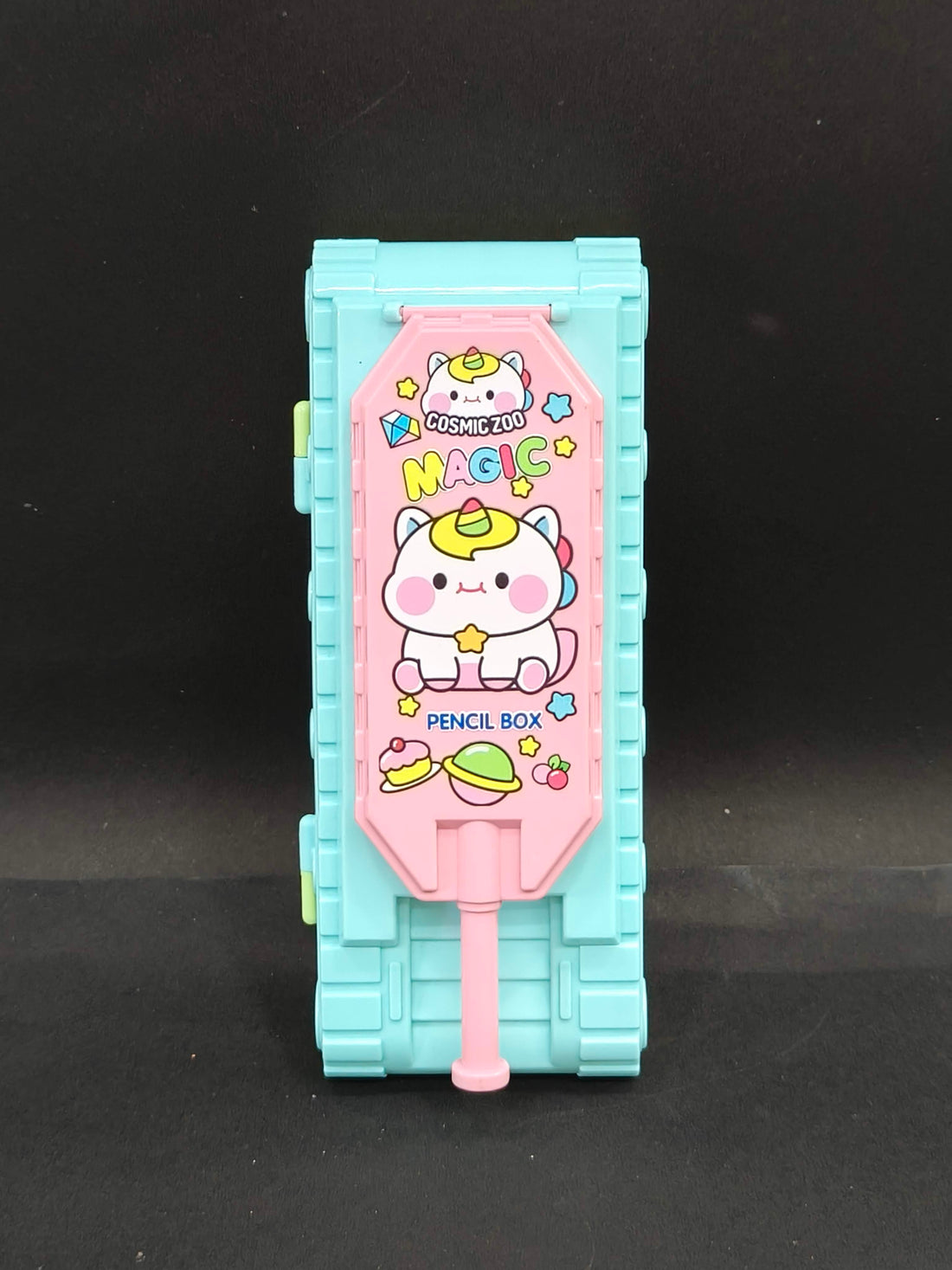 Tank Shape Pencil Case | Dual Compartment Design | Cartoon Character Design | Themed Plastic Stationery Box for Kids Boys Girls | Birthday Return Gift