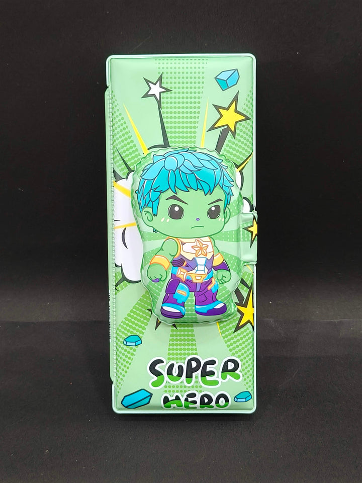 Magnetic Pencil Box Set | Dual Compartment Design | Pop-Up Feature with Built-in Sharpener | Cartoon Character Design