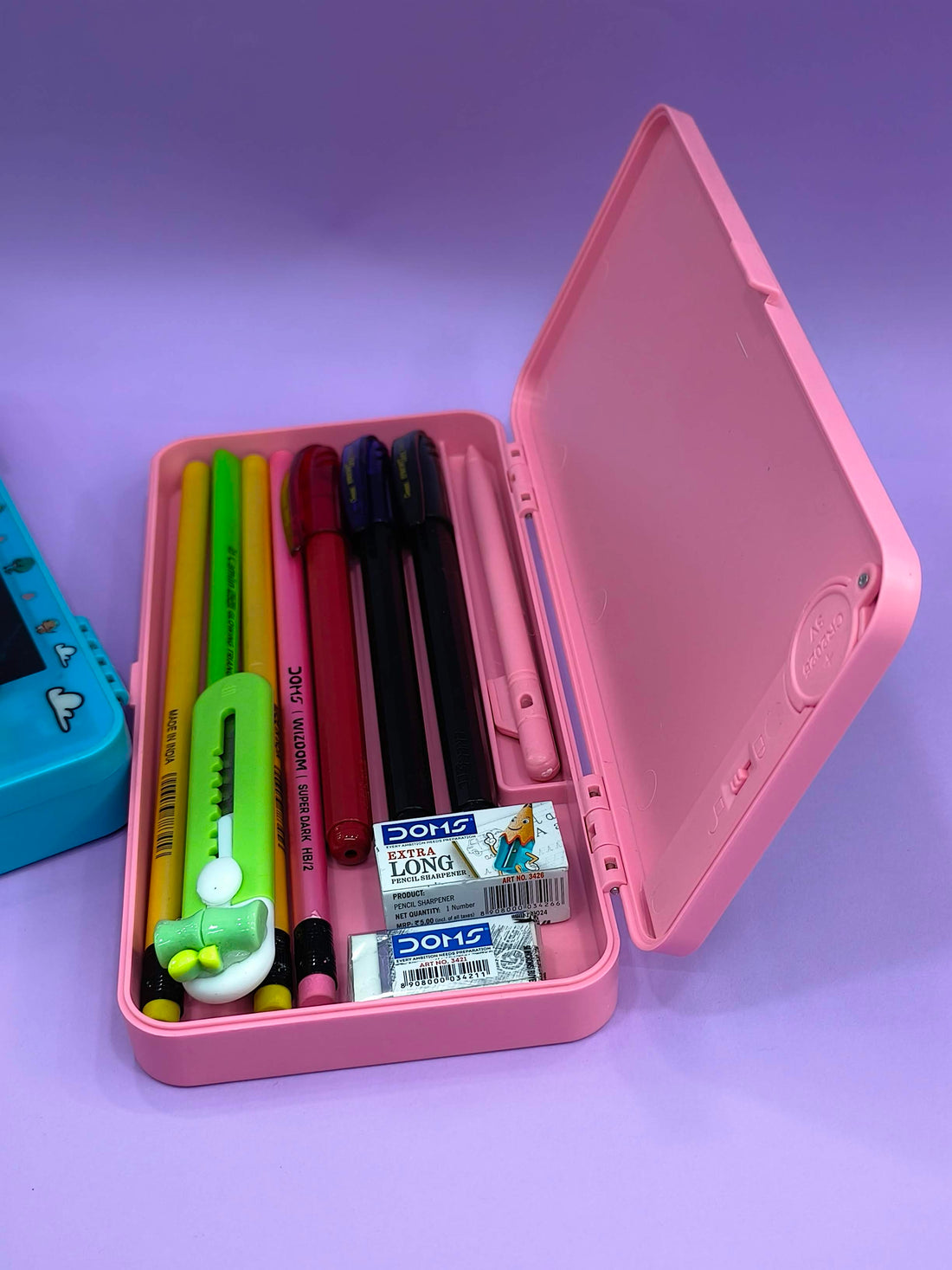 Pencil case with writting pad | Magic Slate Writing Tablet with Pencil Box | Compass Box for Boys Girls | Multifunctional with Writing Pad | Smart Stationery Organizer for Kids - KtoY