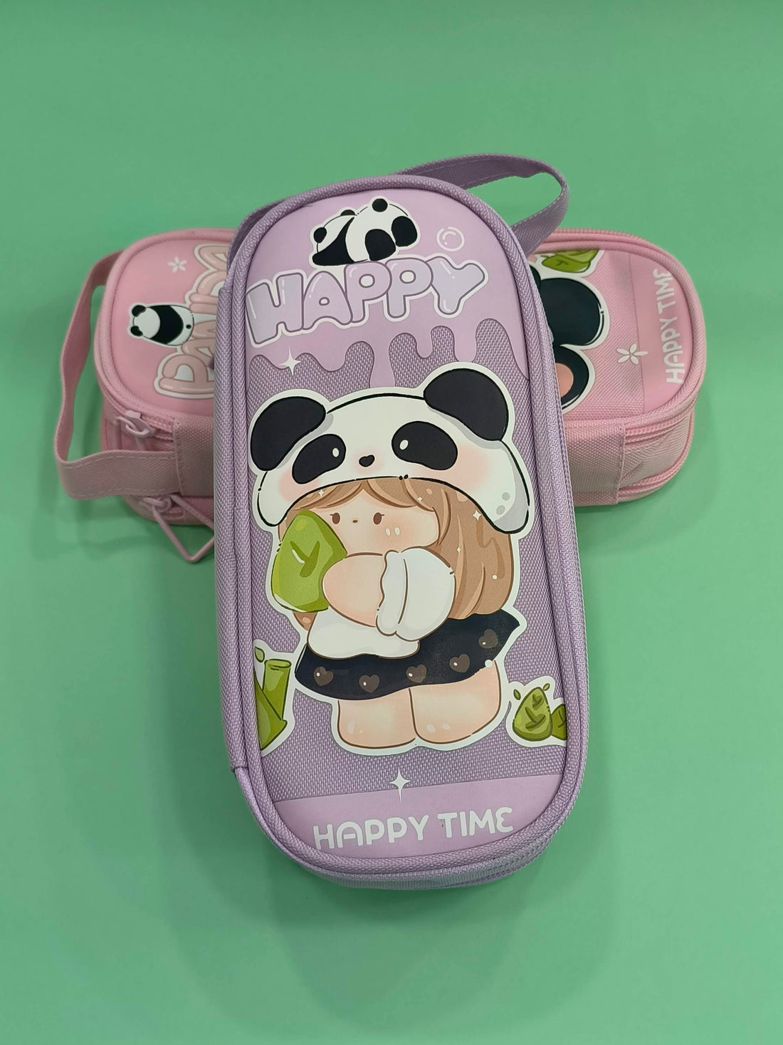 New Kid Happy Time Two Layer Six Slot Canvas Pencil Pouch | Cute Aesthetic Stationery Items Kids Case | Large Stationary Pencil Box for Boys Girls