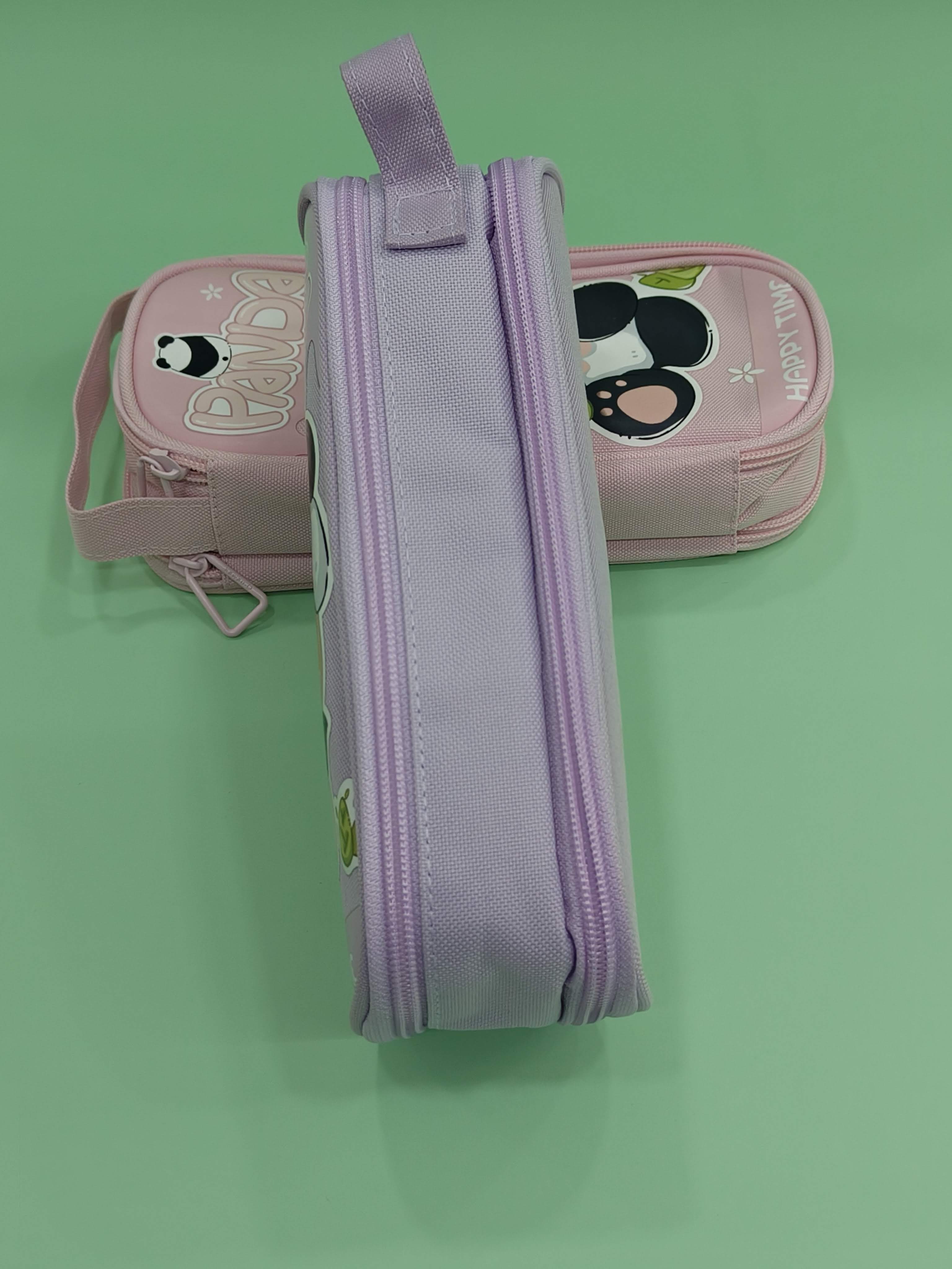 New Kid Happy Time Two Layer Six Slot Canvas Pencil Pouch | Cute Aesthetic Stationery Items Kids Case | Large Stationary Pencil Box for Boys Girls