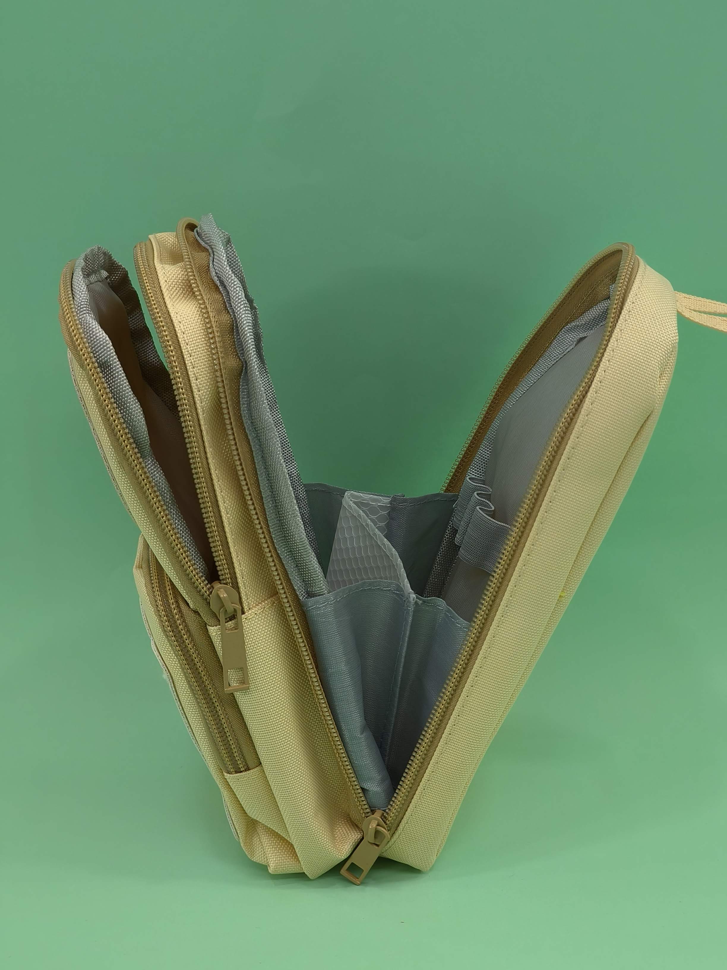 Canvas Premium Pencil Case | Hangable 6 Layer with 3 Compartment | Cute Aesthetic Pencil Case for Kids | Large Capacity Pencil Pouch for Kids | Cute Stationary Gift for Kids (Creamy Bear) - KtoY