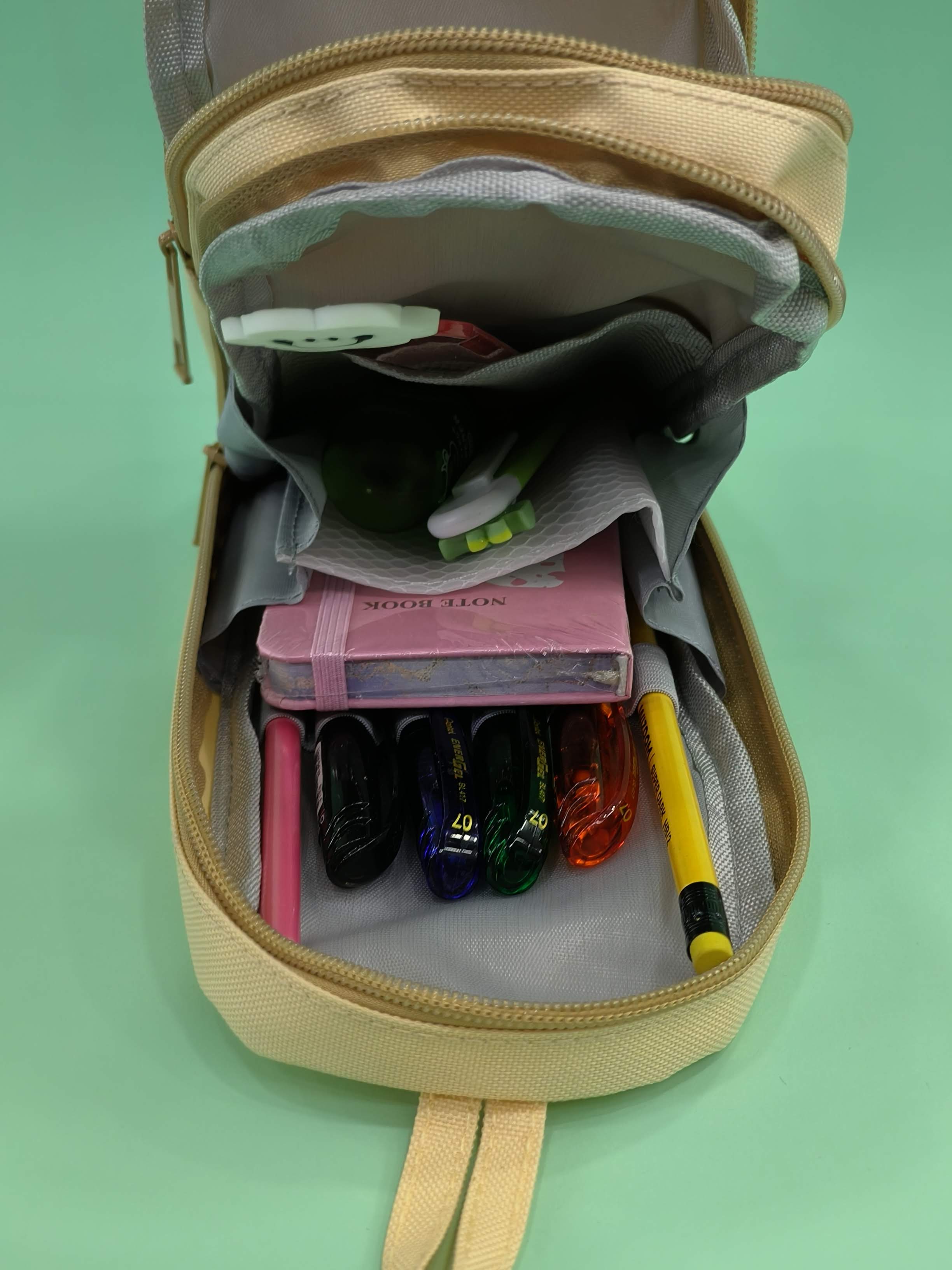 Canvas Premium Pencil Case | Hangable 6 Layer with 3 Compartment | Cute Aesthetic Pencil Case for Kids | Large Capacity Pencil Pouch for Kids | Cute Stationary Gift for Kids (Creamy Bear) - KtoY