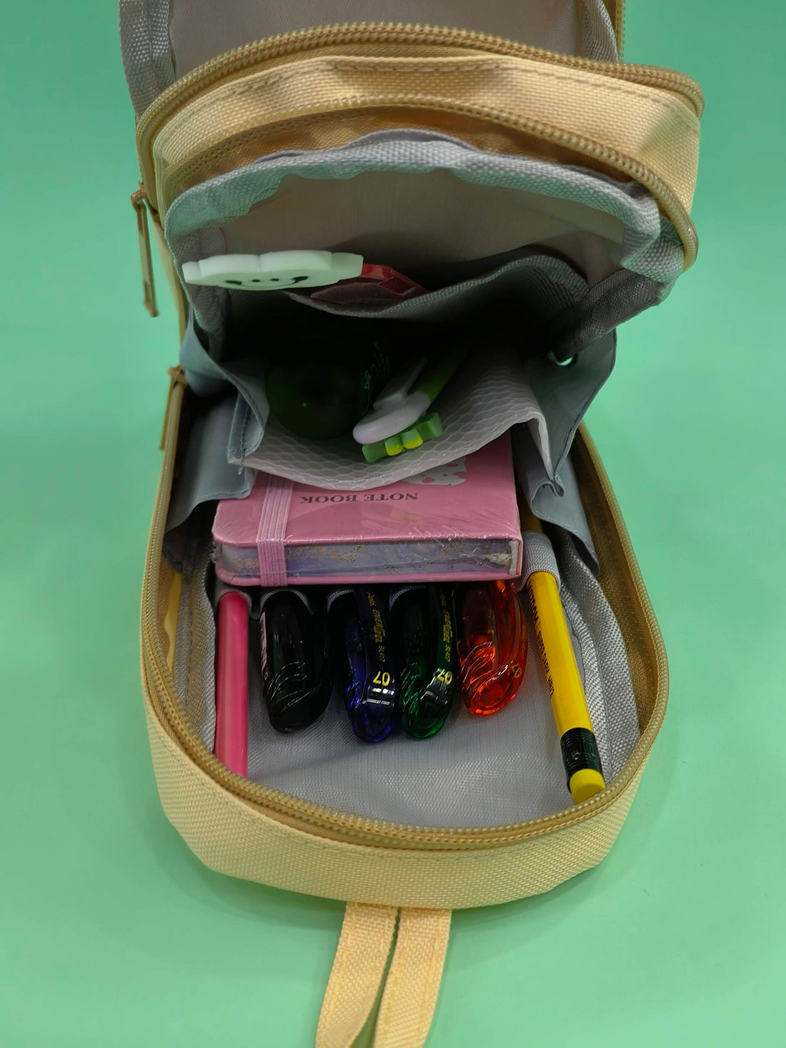 Canvas Premium Pencil Case | Hangable 6 Layer with 3 Compartment | Cute Aesthetic Pencil Case for Kids | Large Capacity Pencil Pouch for Kids | Cute Stationary Gift for Kids (Creamy Bear) - KtoY