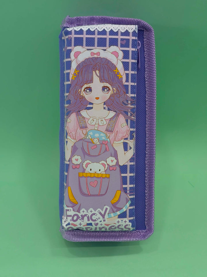 Soft Case Pencil Pouch for Girls | 2 Zip Pouch | Assorted Design & Color