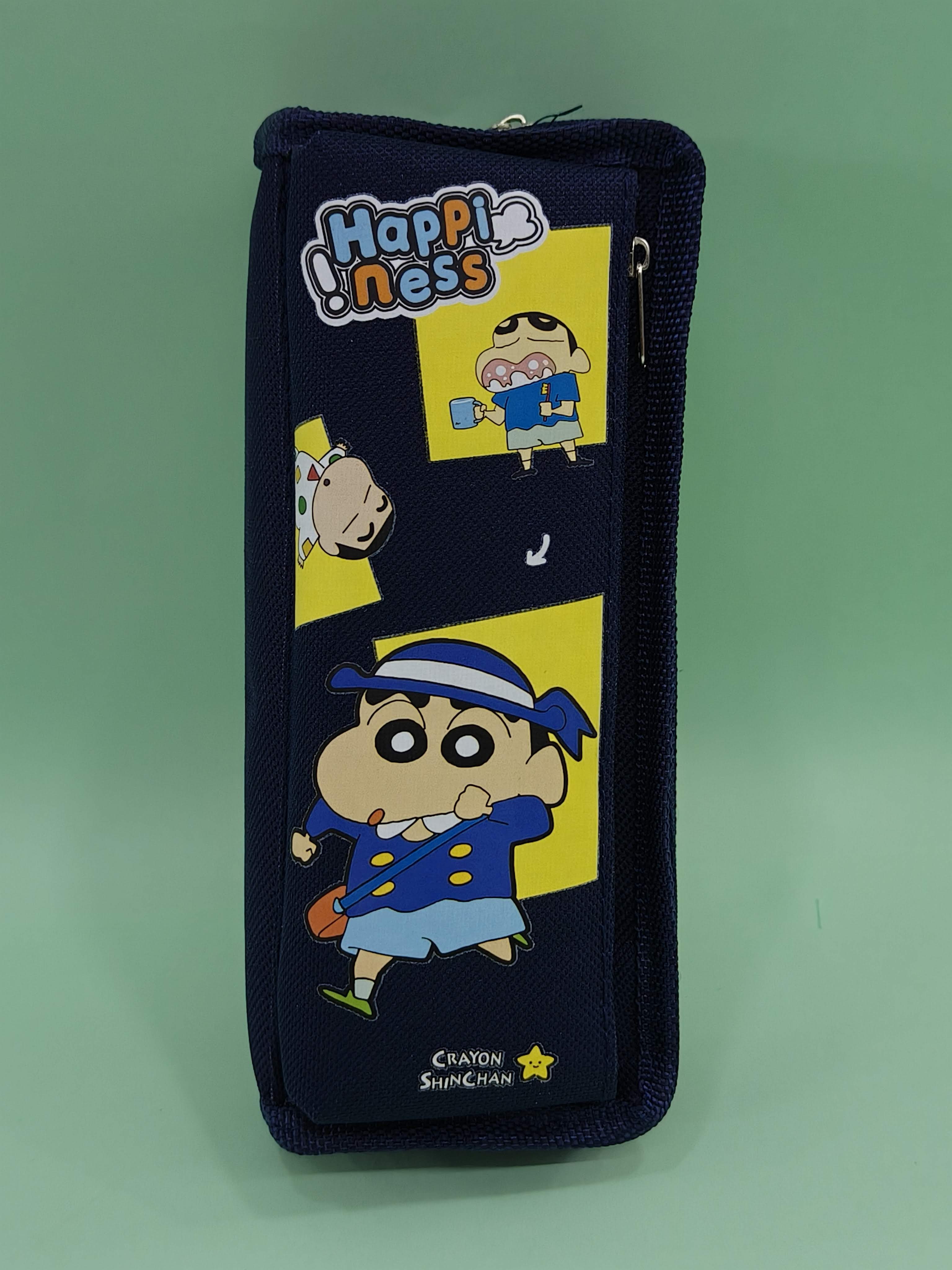 Shinchan Pencil Pouch | Stylish Pencil Pouch | Pencil Case | Pen Bag | Large Capacity | Multi-functional | Stationery Storage | Boys and Girls, Unisex, Kids | Navy Blue - KtoY