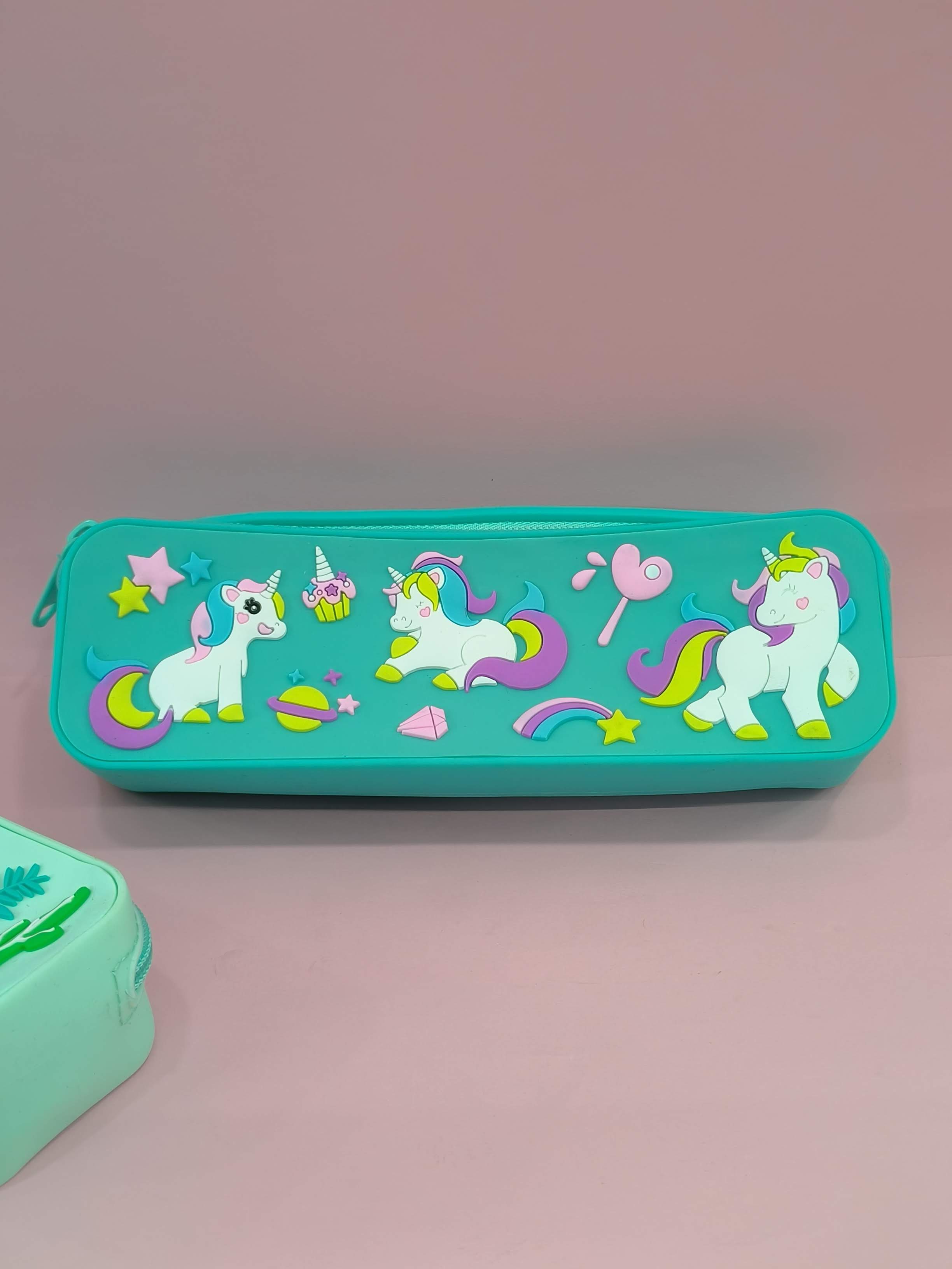 Silicon Pencil Pouch | Pen Pouch | Cute Stationery Pencil Case for School Kids | Fancy Compass Pouches for Students | Pen Pencil Box Cases | Assorted Colours & Designs - KtoY