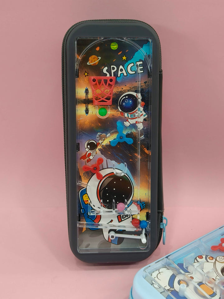 Stylish Space Theme Pencil Box with Ball Game | Nice Shape, for Boys, Girls & Kids | Multiple Assorted Colors