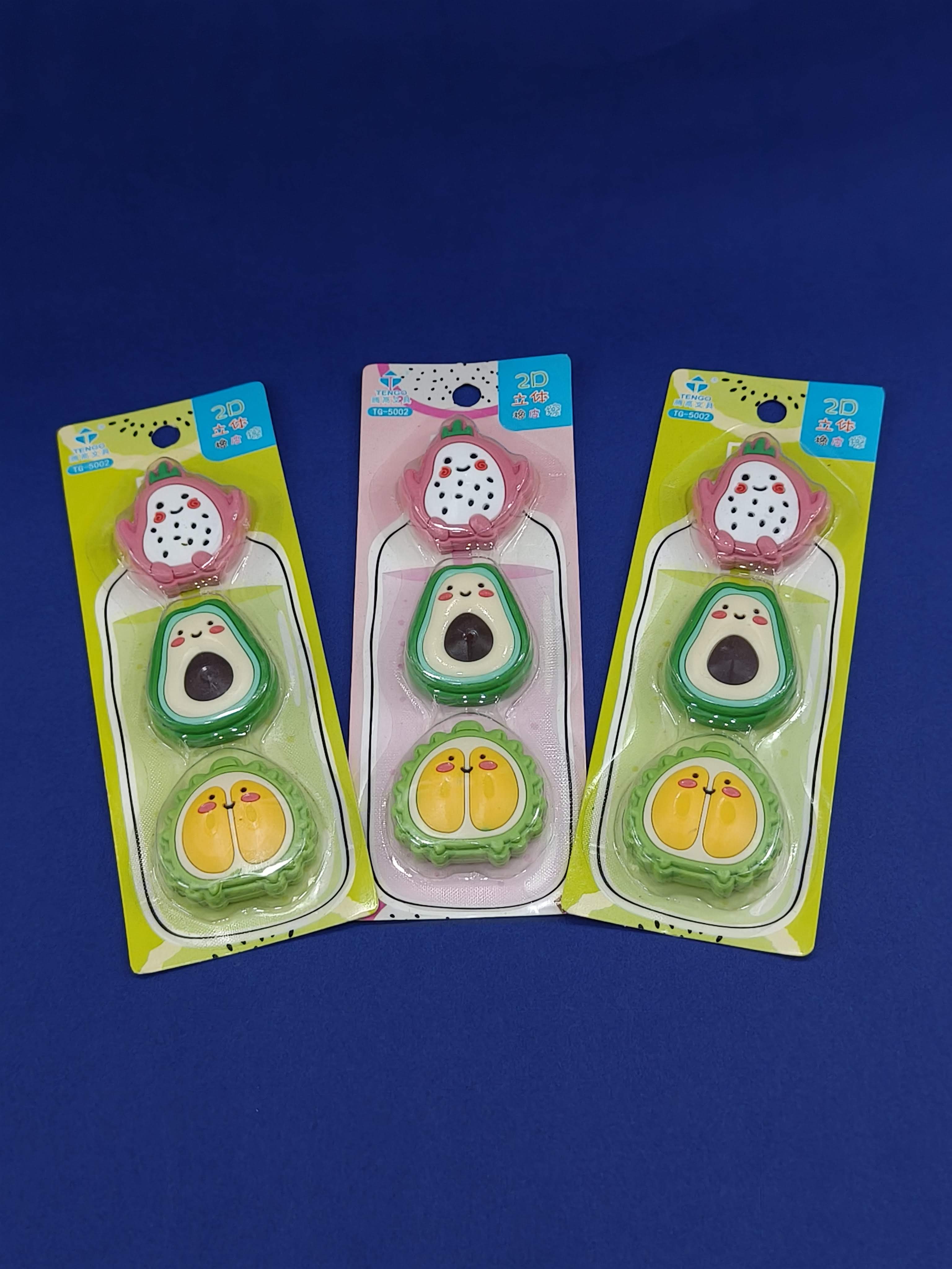 Quirky Pitaara Fruit Eraser | Fruit Erasers for Kids | Stylish Eraser | Eraser for Kids Boys Girls | Birthday Return Gift | (2 Pack x 3 Eraser)