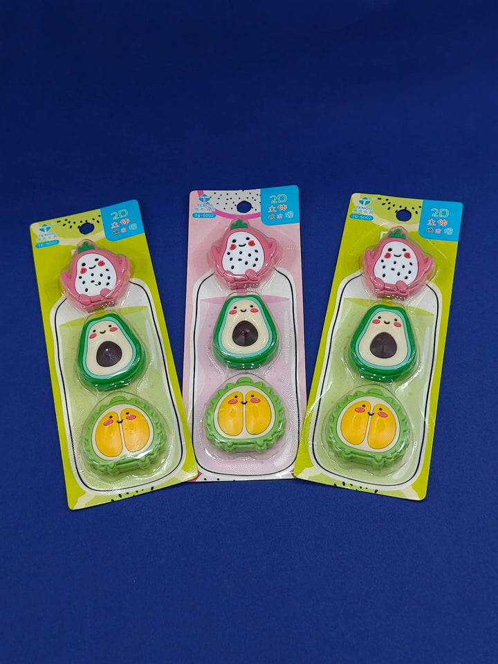 Quirky Pitaara Fruit Eraser | Fruit Erasers for Kids | Stylish Eraser | Eraser for Kids Boys Girls | Birthday Return Gift | (2 Pack of 3)
