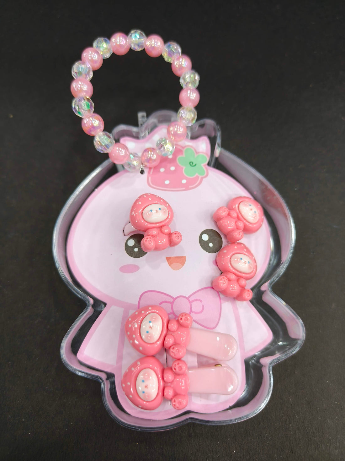 Stylish Jewellery Set for Kids in different Shapes & Themes | Set of Beautiful Bracelet, Ear Rings, Hair Clips & Ring