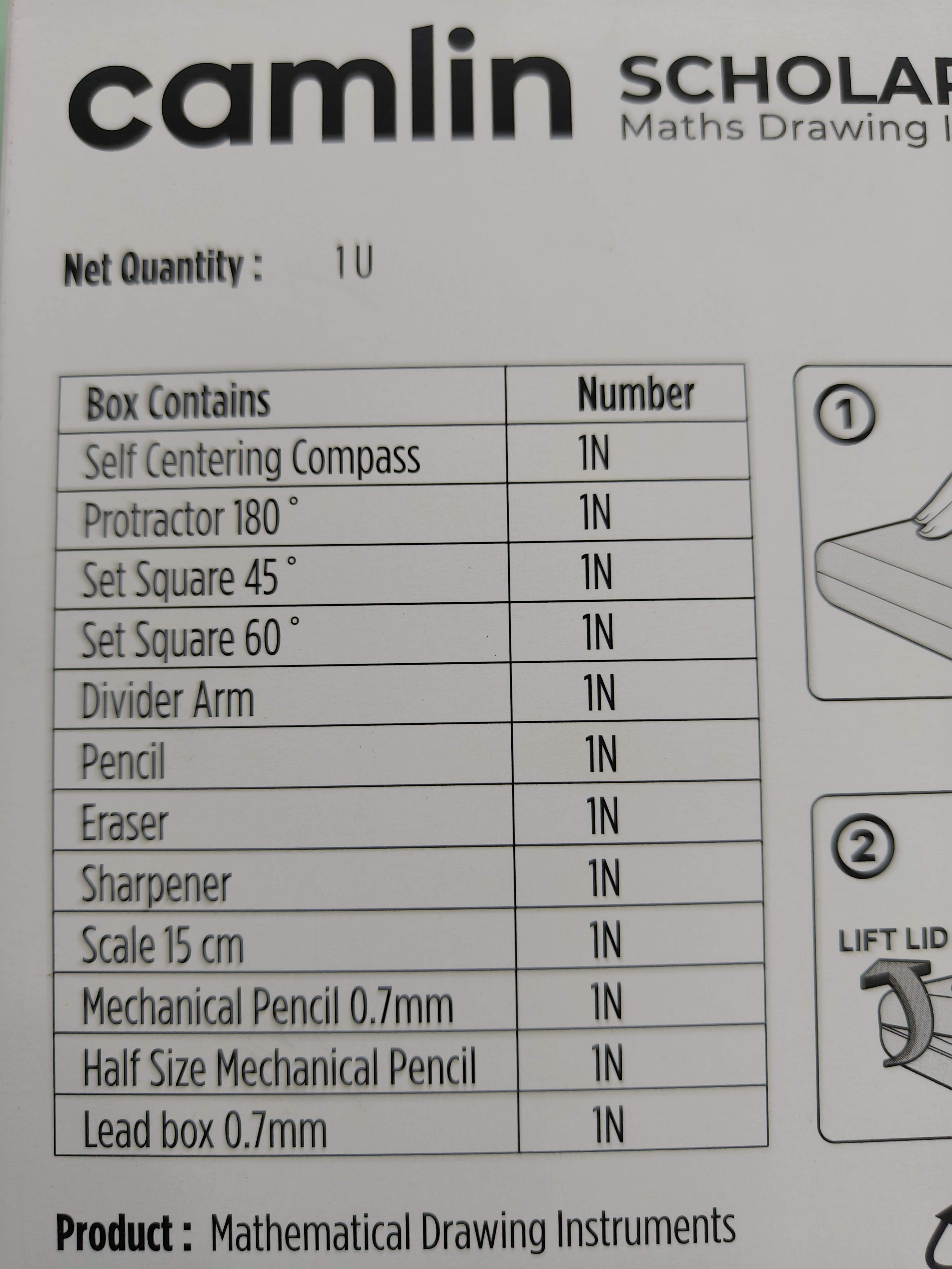 Camlin Scholar Pro Geometry Box - 12-Piece Set | Premium Geometry Box Kit for School kids | Ideal for Learning and Precision | Pack of 1