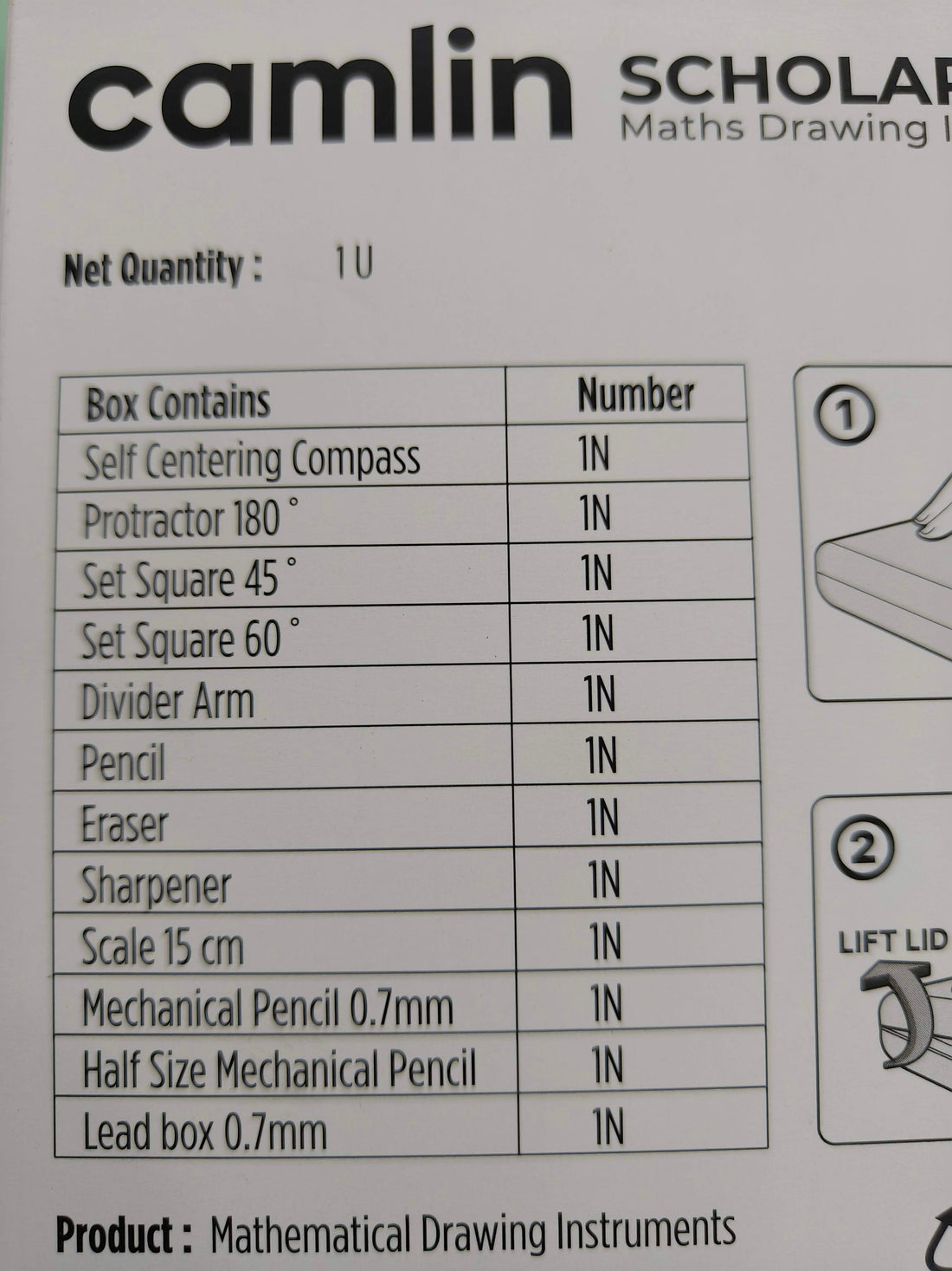 Camlin Scholar Pro Geometry Box - 12-Piece Set | Premium Geometry Box Kit for School kids | Ideal for Learning and Precision | Pack of 1