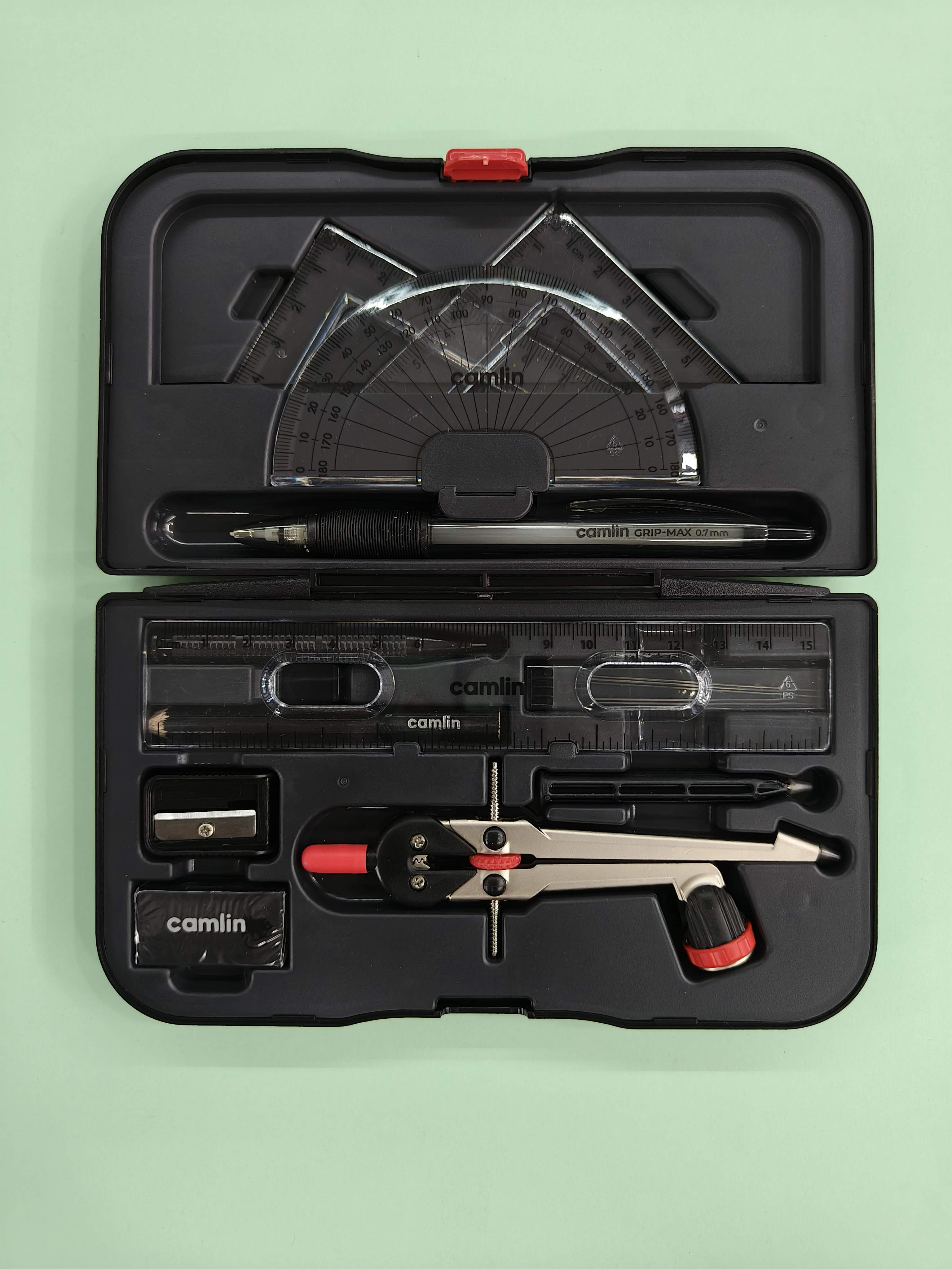 Camlin Scholar Pro Geometry Box - 12-Piece Set | Premium Geometry Box Kit for School kids | Ideal for Learning and Precision | Pack of 1