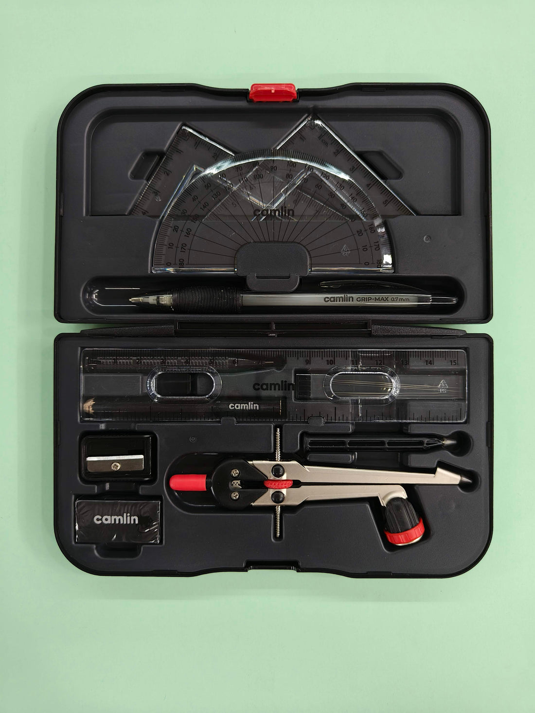 Camlin Scholar Pro Geometry Box - 12-Piece Set | Premium Geometry Box Kit for School kids | Ideal for Learning and Precision | Pack of 1