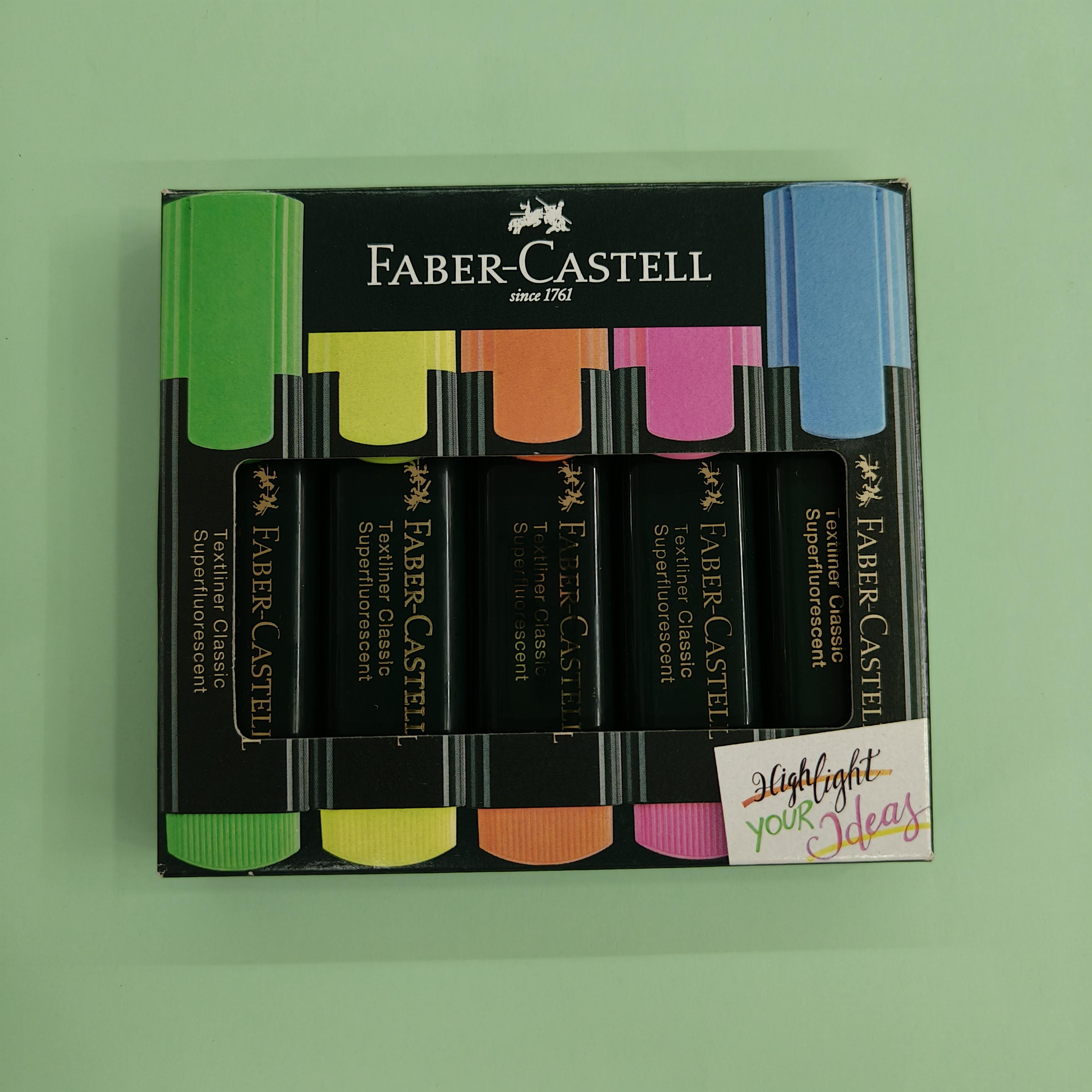 Faber-Castell Textliner Pen Set – Pack of 5 Assorted Colours | Refillable Markers for Study, Journaling & Doodling | Stationery Essential for Students