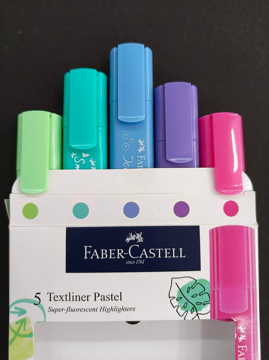 Faber-Castell Pastel Textliner Pen Set – Pack of 5 Assorted Colours | Highlighter Markers for Study, Journaling & Doodling | Stationery Essential for Students