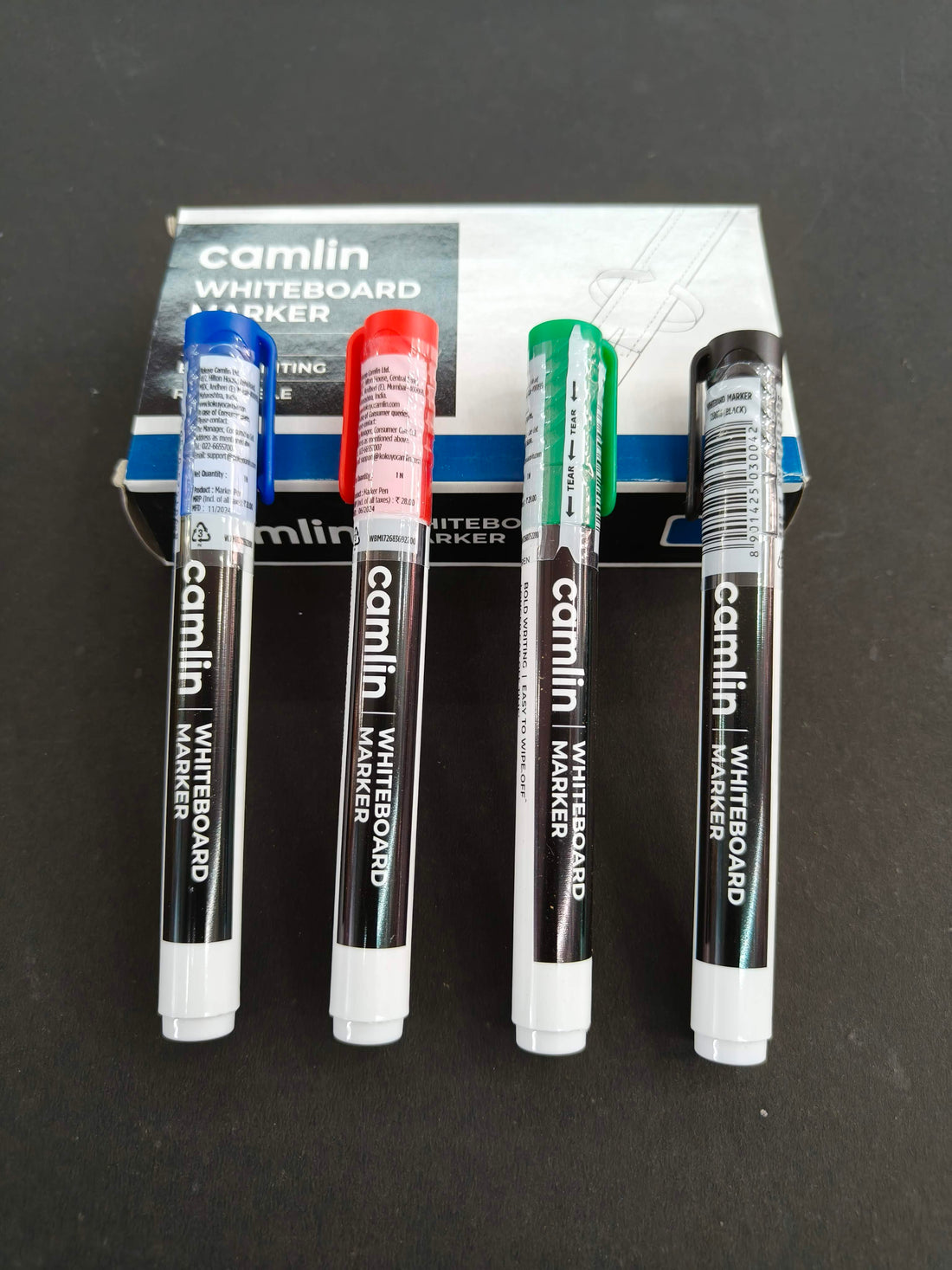 Camlin Kokuyo White Board Markers (Pack of 4 Markers - Blue, Black, Red and Green One each)