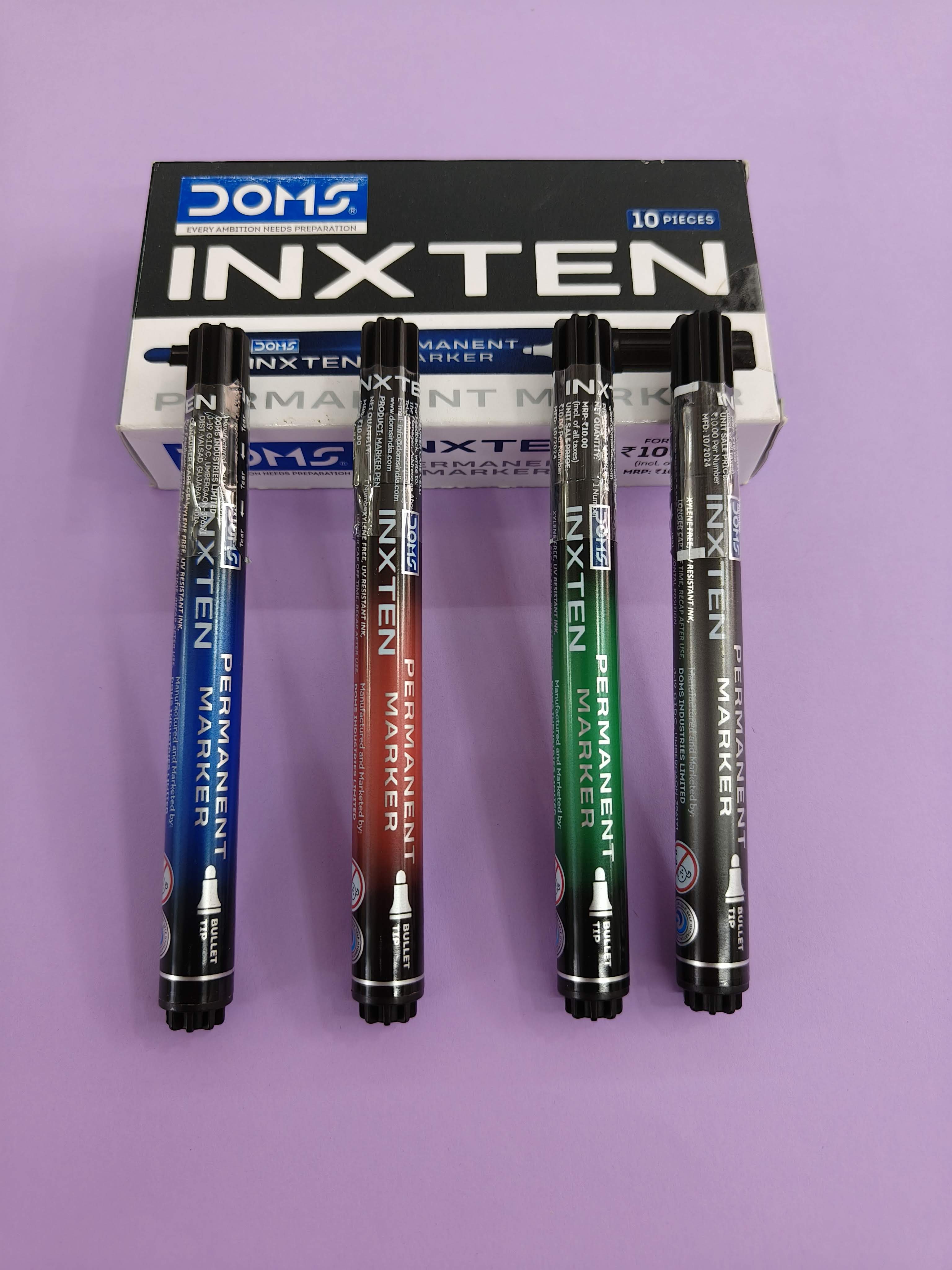 Doms INXTEN PERMANENT MARKER PEN | Pack of 10 Markers