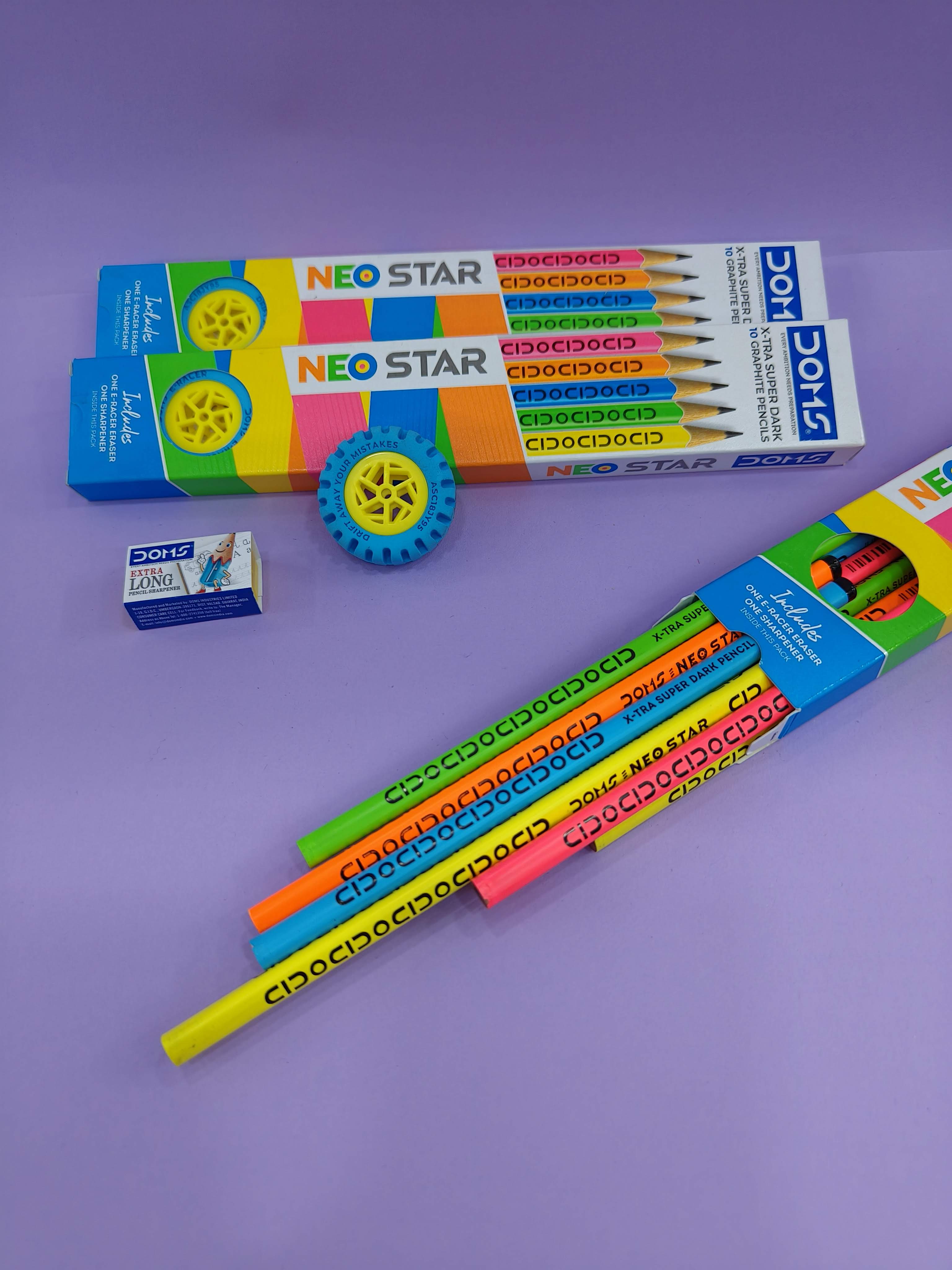 DOMS Neo Star X-tra Super Dark Graphite Pencils (Pack of 3)