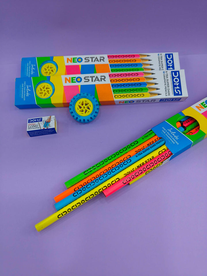 DOMS Neo Star X-tra Super Dark Graphite Pencils (Pack of 3)