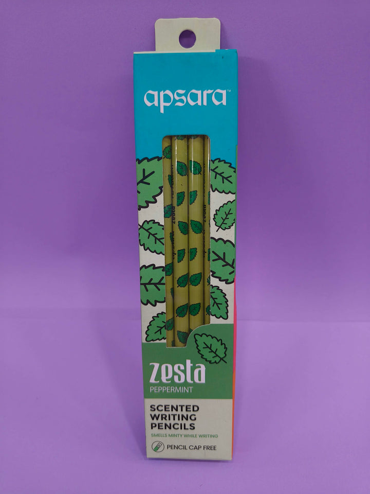 Apsara Zesta Scented Pencils | Tropical Orange, Candy & Peppermint 3 Unique Fragrances | Eraser Attached & Pencil Cap Included (Pack of 3)