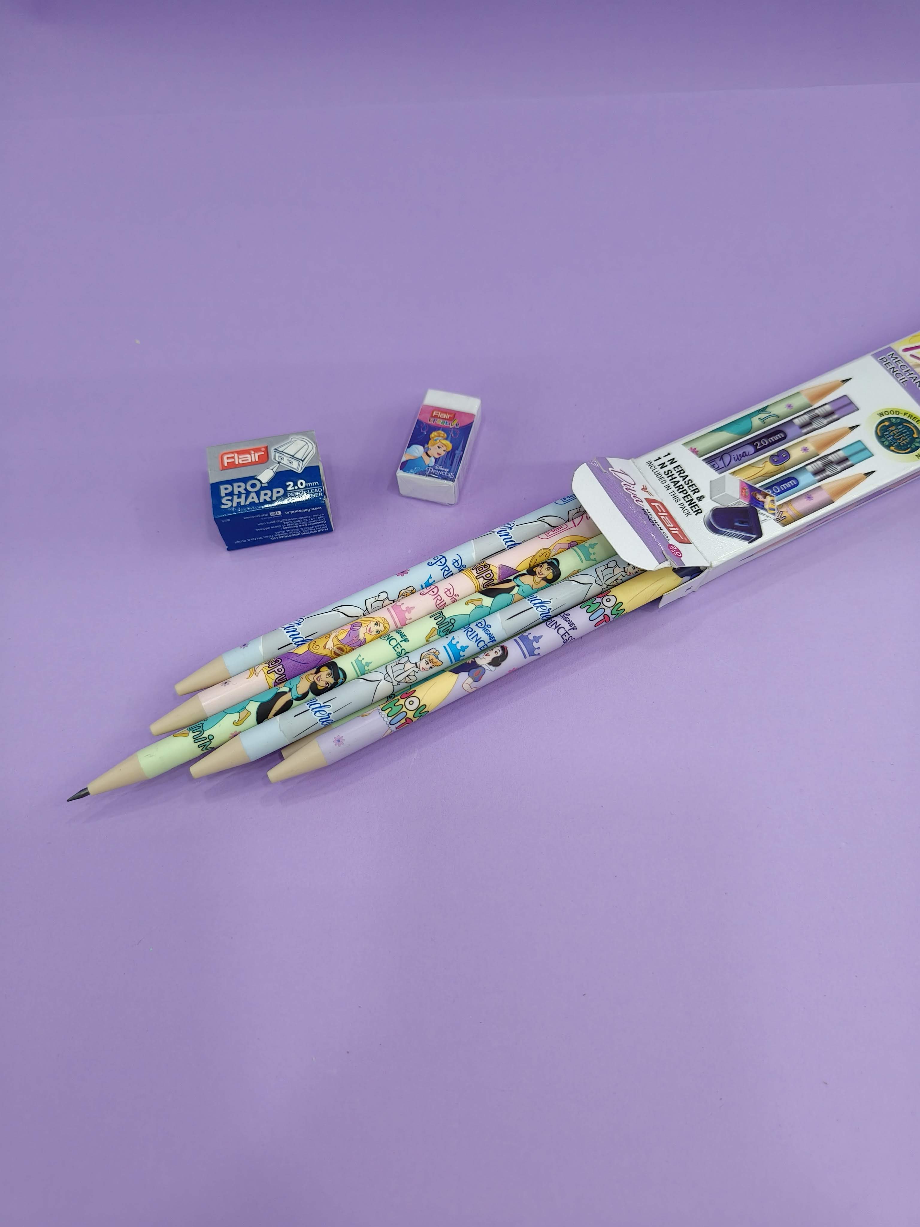 FLAIR MOVE HX 2.0mm Mechanical Pencil | Strong Extra Dark 2B Lead, Multicolor Body| Refillable, Easy To Sharpen, Wood Free| Includes 10 Pencils, Pro-Sharp Sharpener & Eraser