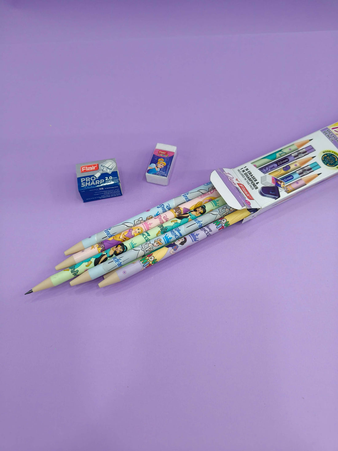 FLAIR MOVE HX 2.0mm Mechanical Pencil | Strong Extra Dark 2B Lead, Multicolor Body| Refillable, Easy To Sharpen, Wood Free| Includes 10 Pencils, Pro-Sharp Sharpener & Eraser