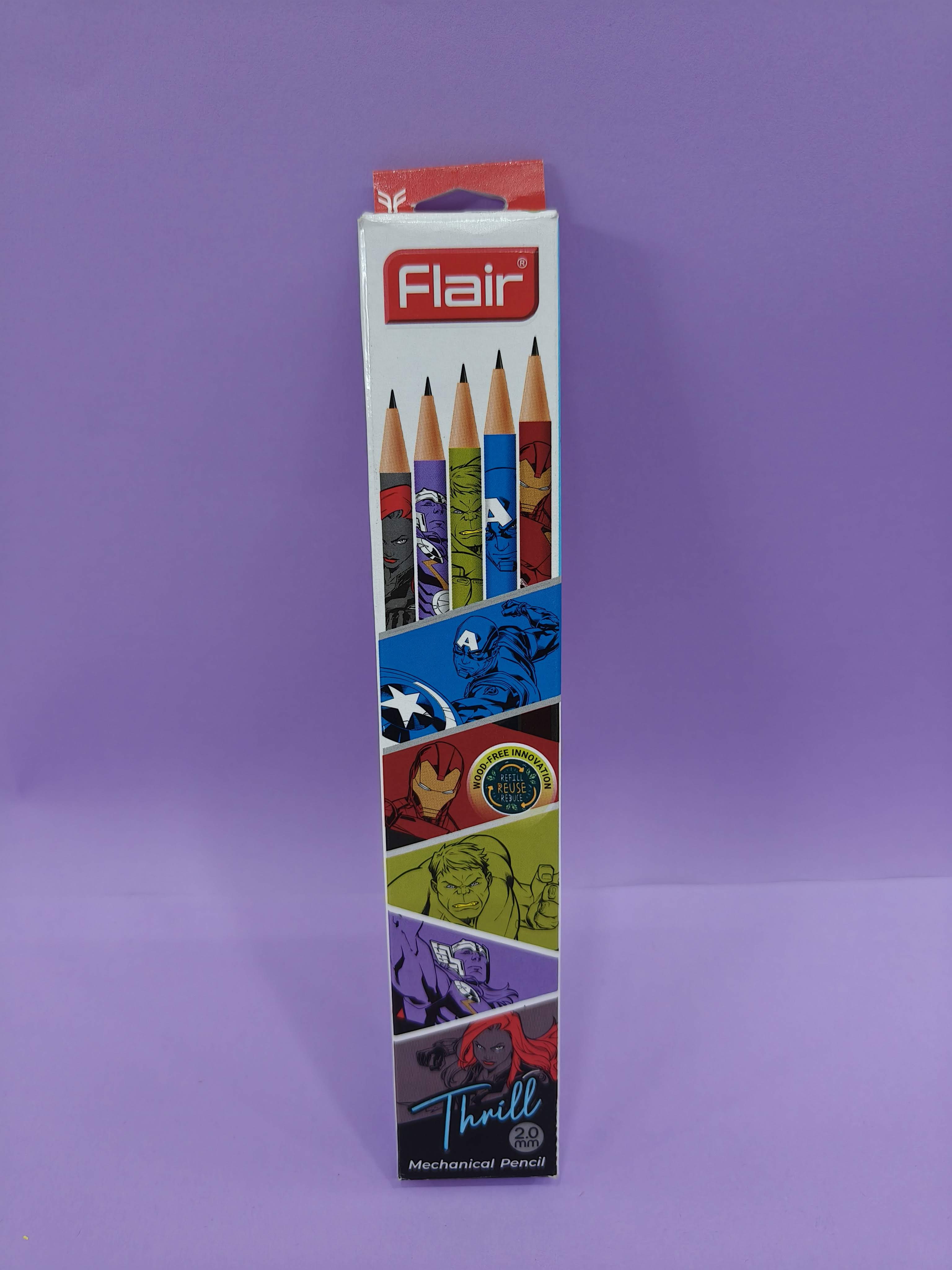FLAIR MOVE HX 2.0mm Mechanical Pencil | Strong Extra Dark 2B Lead, Multicolor Body| Refillable, Easy To Sharpen, Wood Free| Includes 10 Pencils, Pro-Sharp Sharpener & Eraser