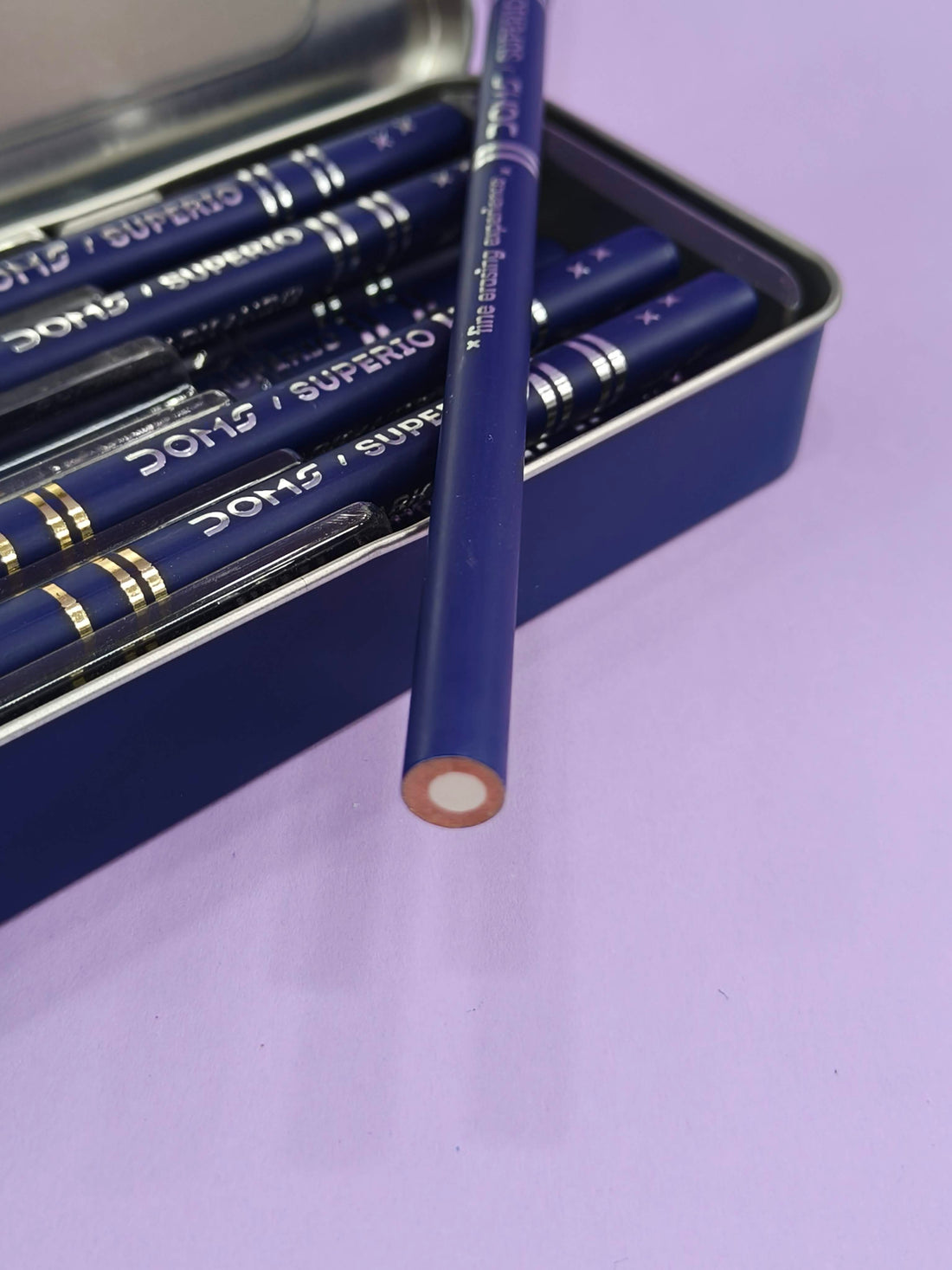 DOMS Superio Super Dark HB/2 Graphite Pencil Tin Box Pack | Smooth Writing | Innovative Groove for Perfect Grip | Use for Sketching & Drawing | Pack of 1