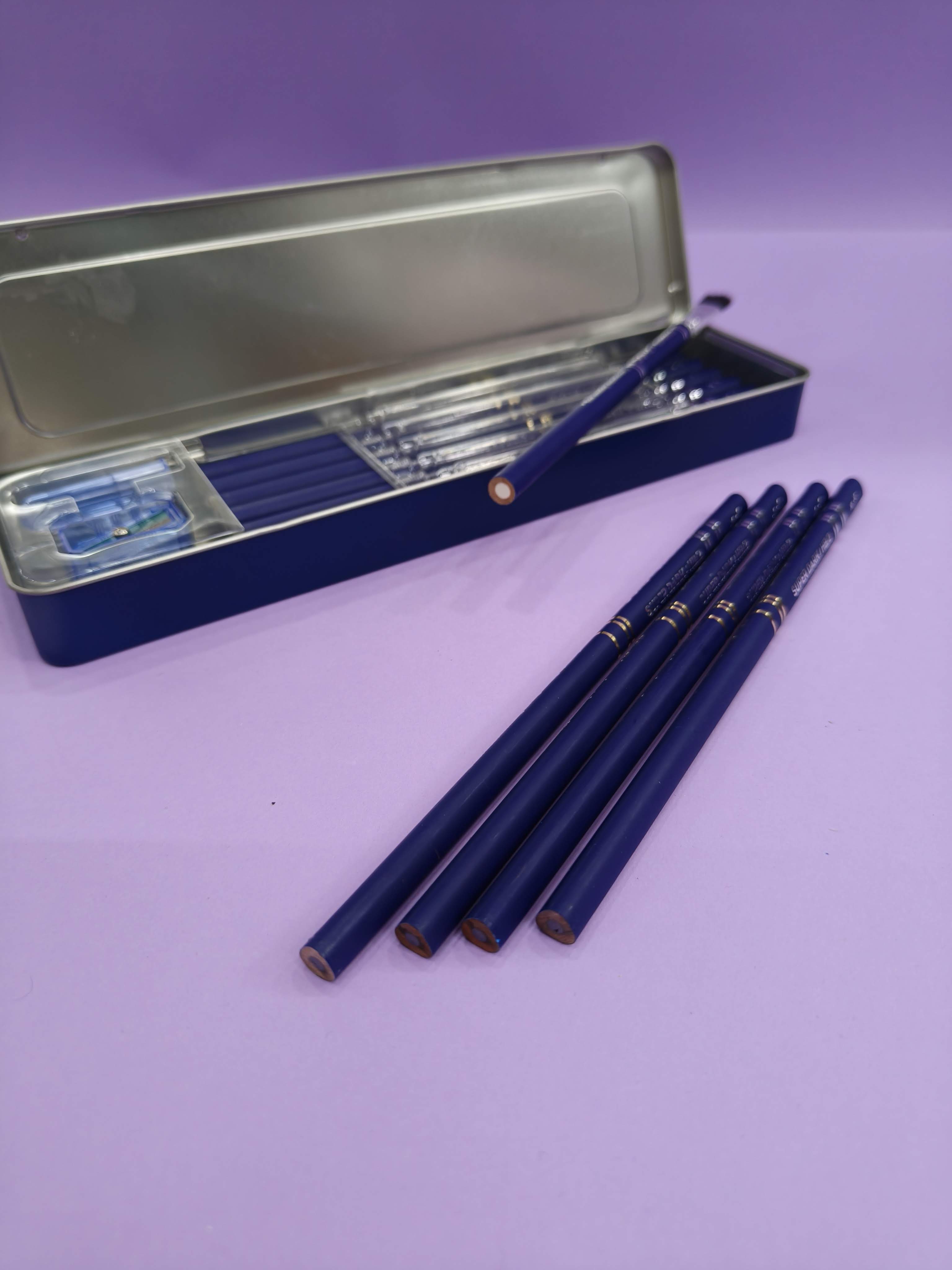 DOMS Superio Super Dark HB/2 Graphite Pencil Tin Box Pack | Smooth Writing | Innovative Groove for Perfect Grip | Use for Sketching & Drawing | Pack of 1